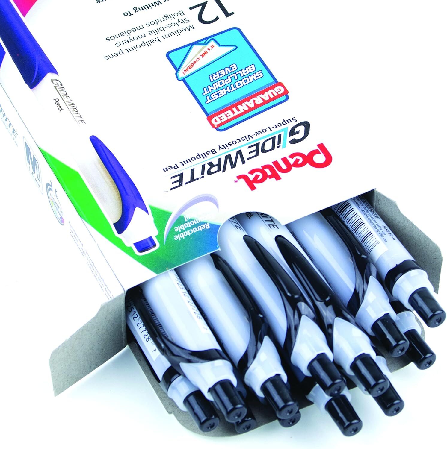Pentel BX910 GlideWrite Ballpoint Pens w/ TechnIFlo Ink, 1.0mm Medium, 12-Count