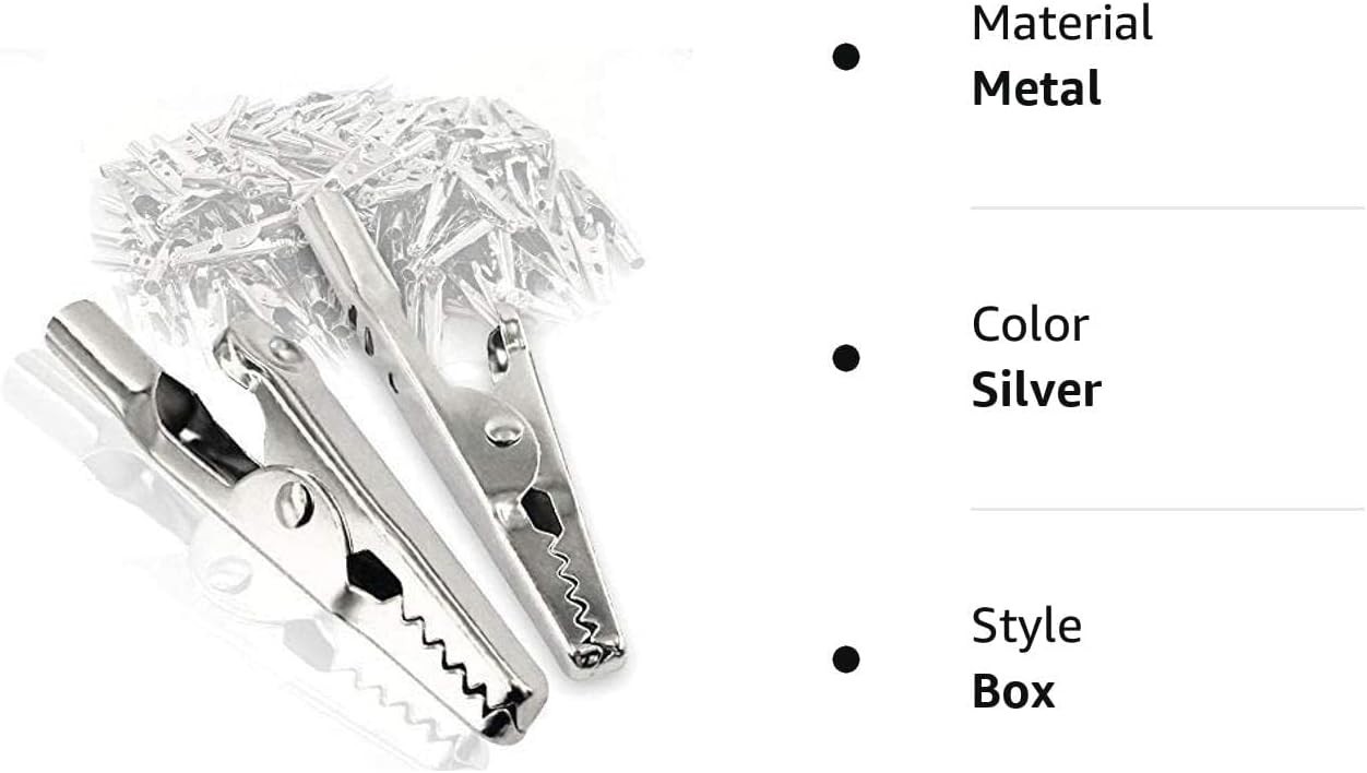 25PCS 51mm Metal Alligator Clips Nickel Plated Test Lead Spring Clamp Set