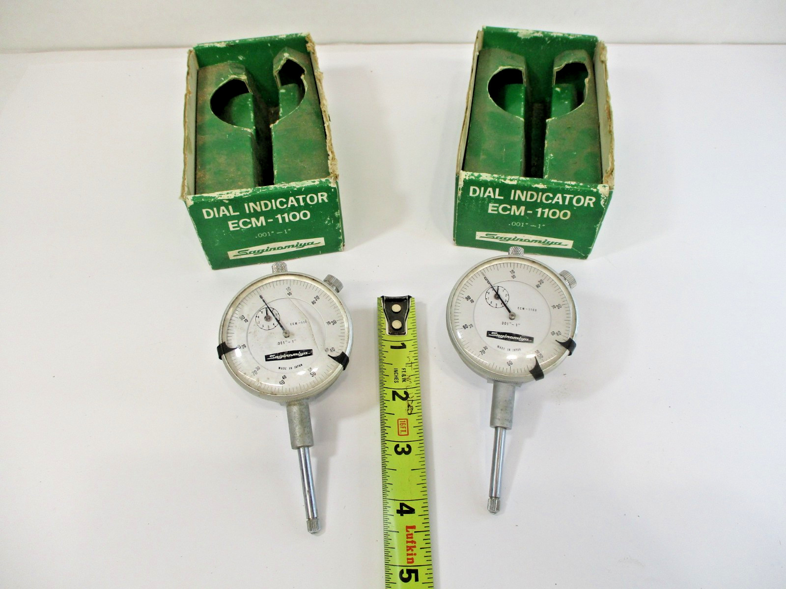(2) SAGINOMIYA Dial Indicator s # ECM-1100 with 1″ Travel x .001″ Graduations