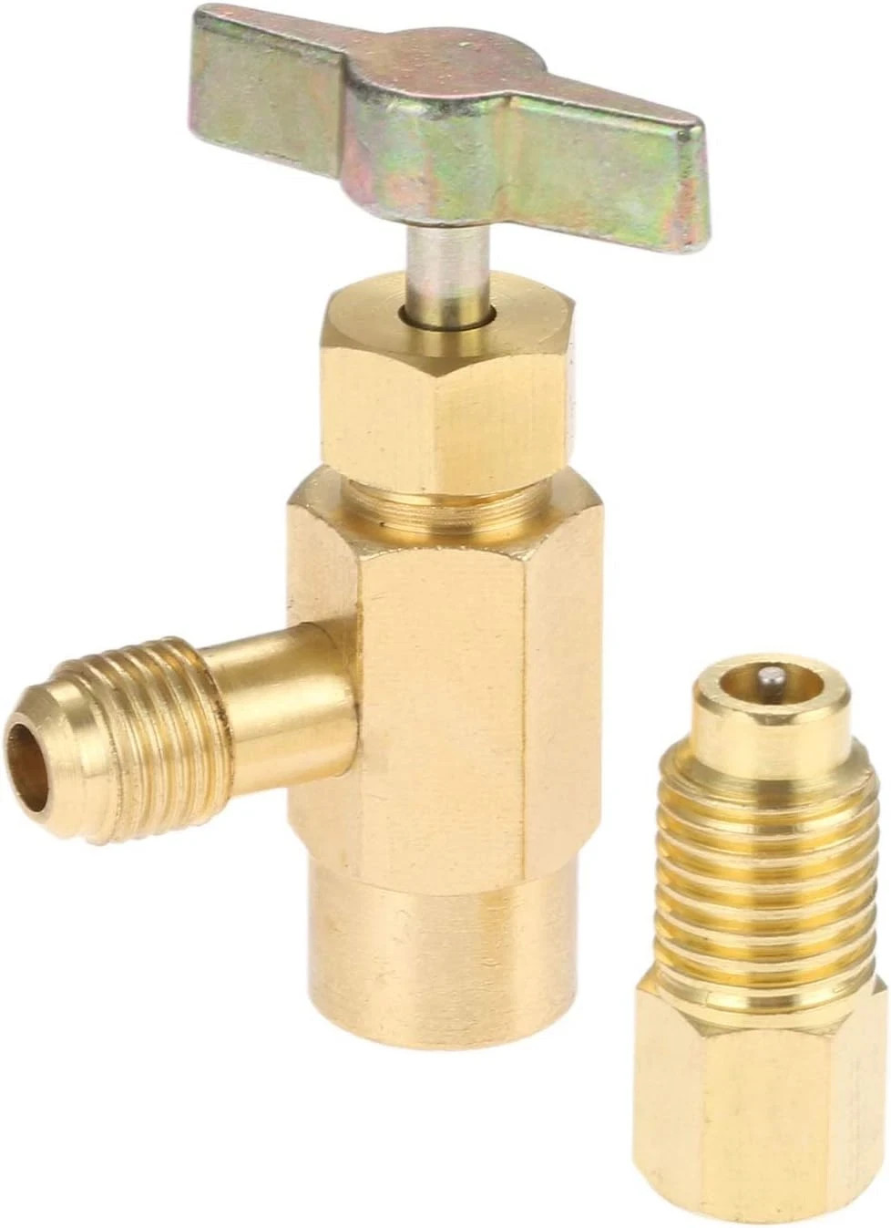R1234YF Self-Sealing Can Tap with R134A Tank Adapter, 1/4″ SAE 1/2″ LH Thread Va