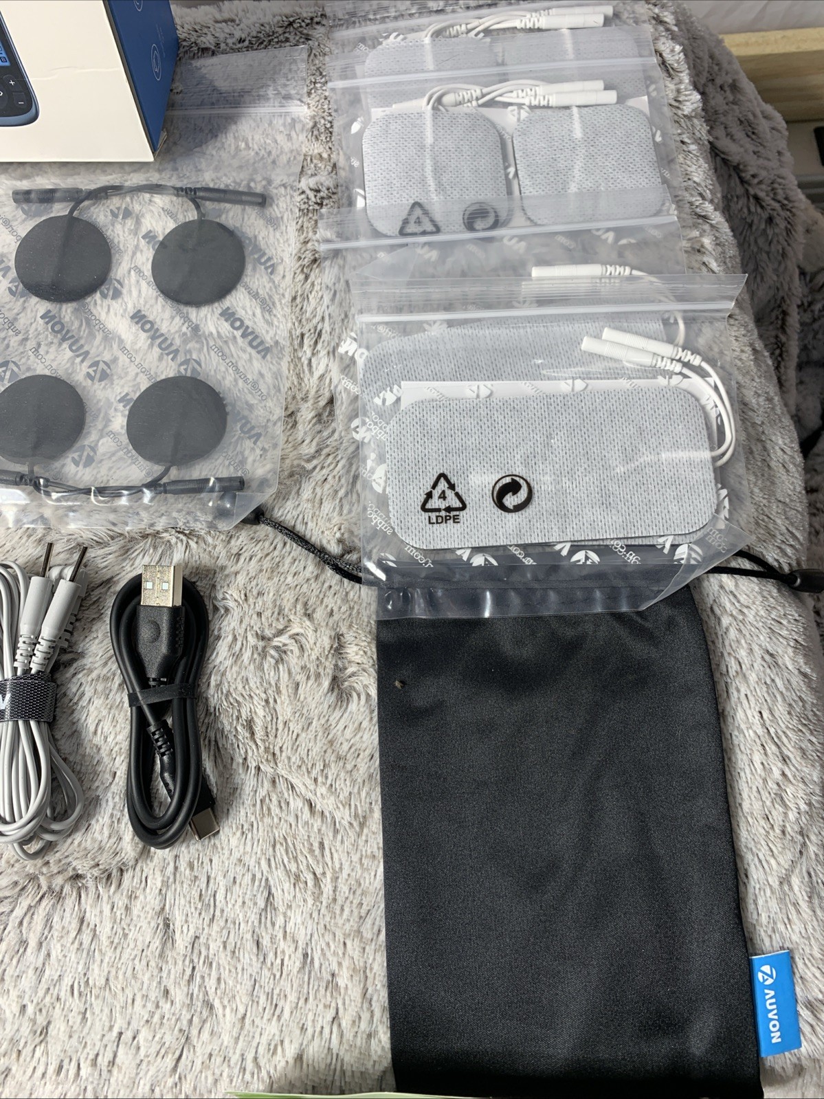 Auvon OTC TENS & EMS Unit 40-Hour Battery Model TA2224 Rechargeable 12 TENS Pads