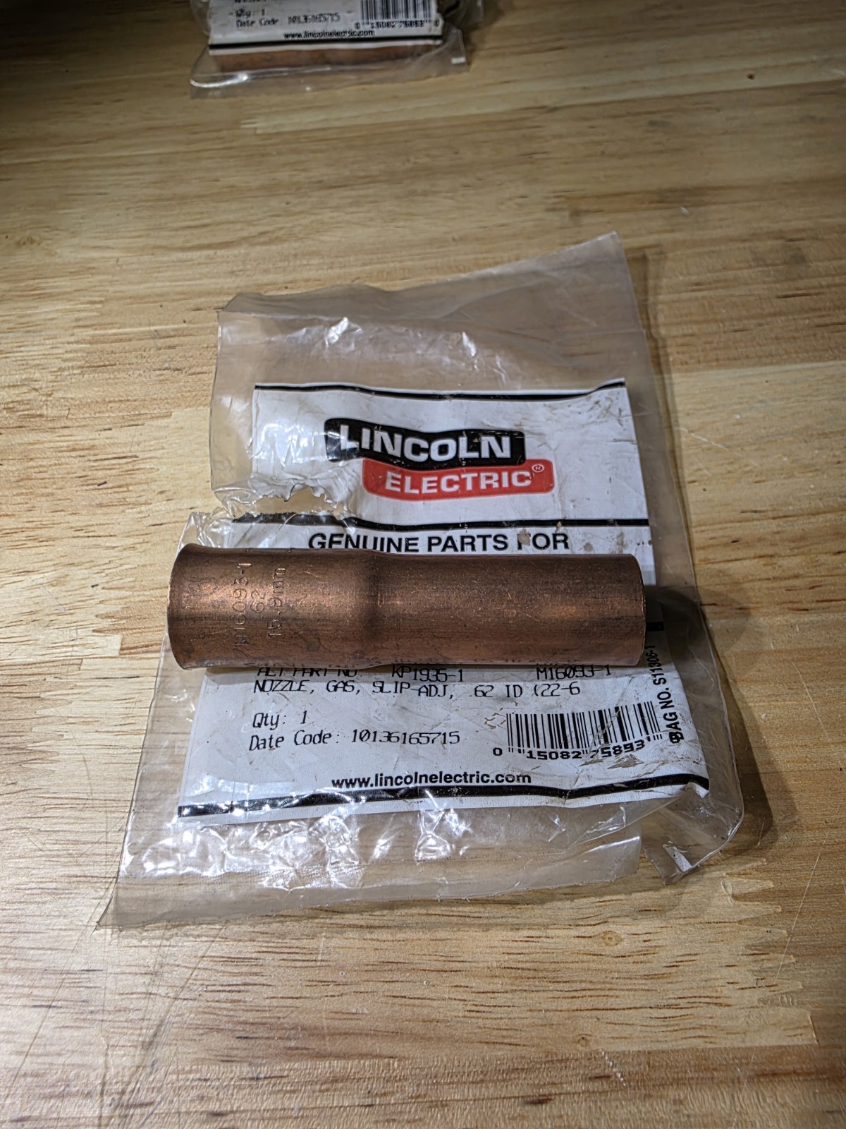 Lincoln Electric Gas Nozzle Slip Adj .62 in (15.7 mm) inner diameterKP22-62 4pk