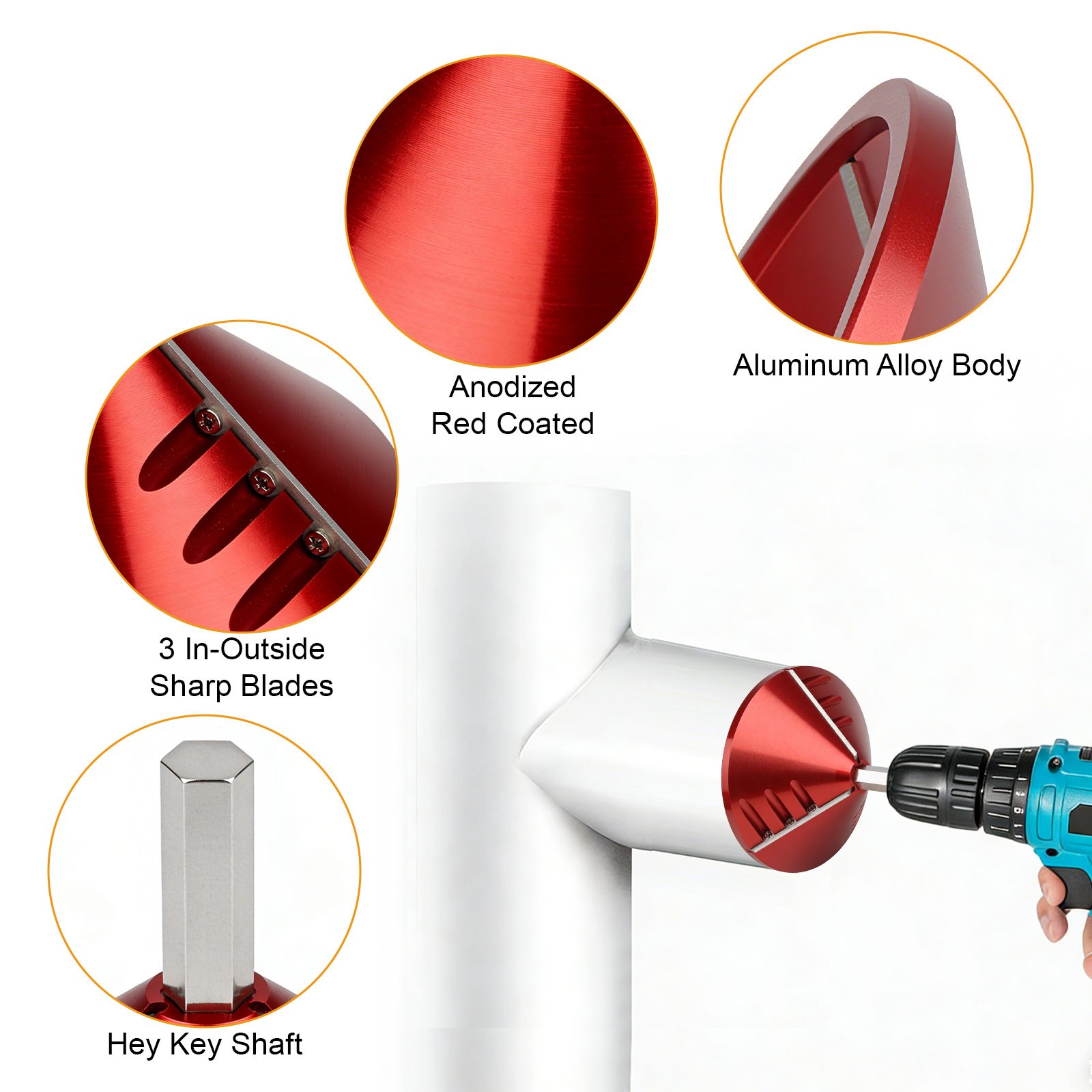 PVC Pipe Chamfering Tool Internal External Deburring Reamer for 0.75-3.5″ Pipes
