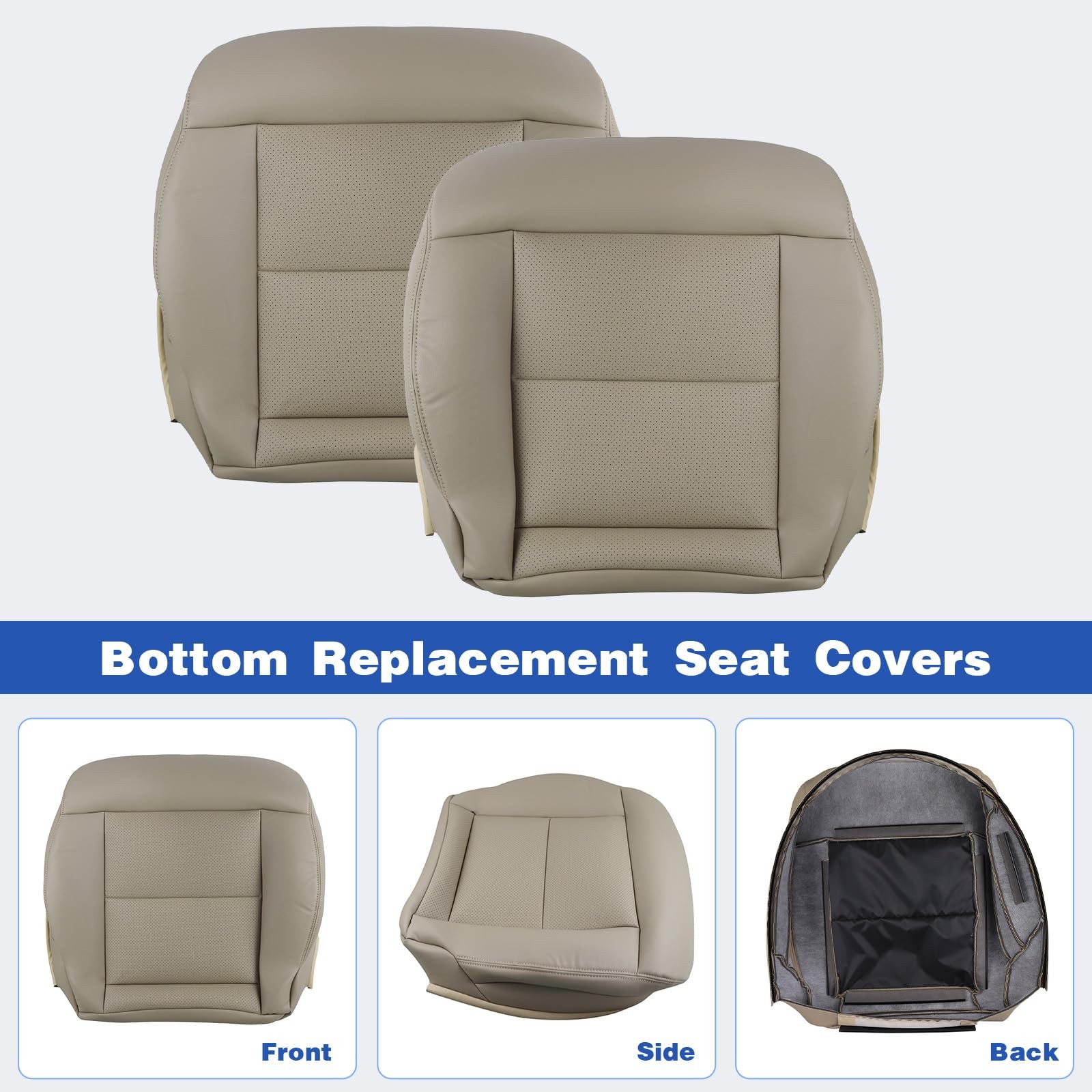 Tan Microfiber Leather Front Bottom Seat Covers Mercedes E200E250E300E350 14-16
