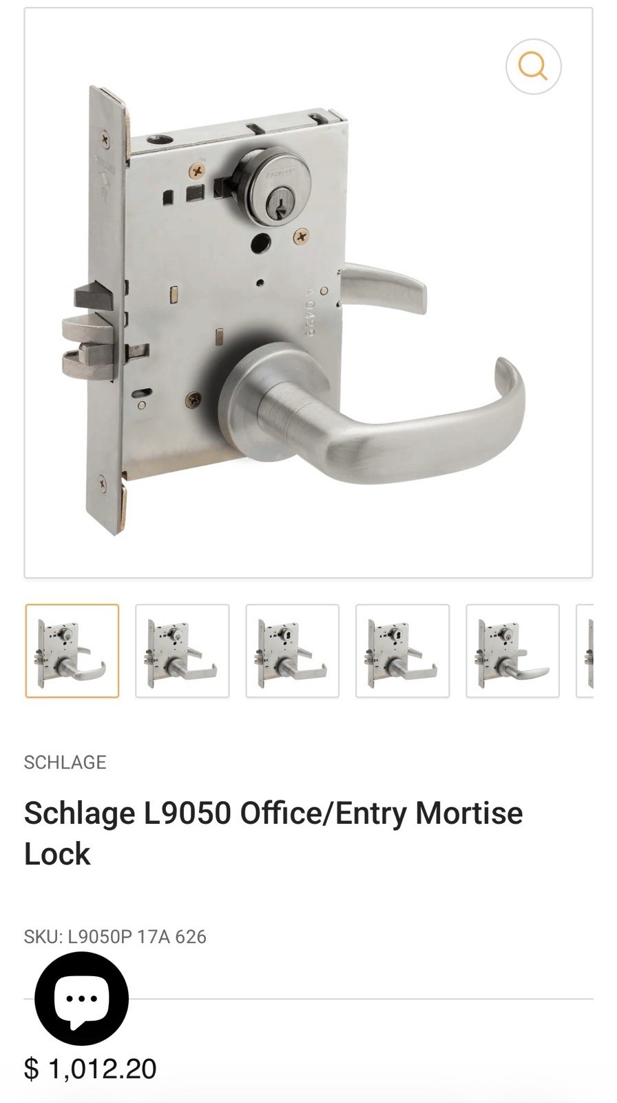 Schlage L9050 Office/Entry Mortise Lock 626 17A Satin Chrome W/standar Cylinder