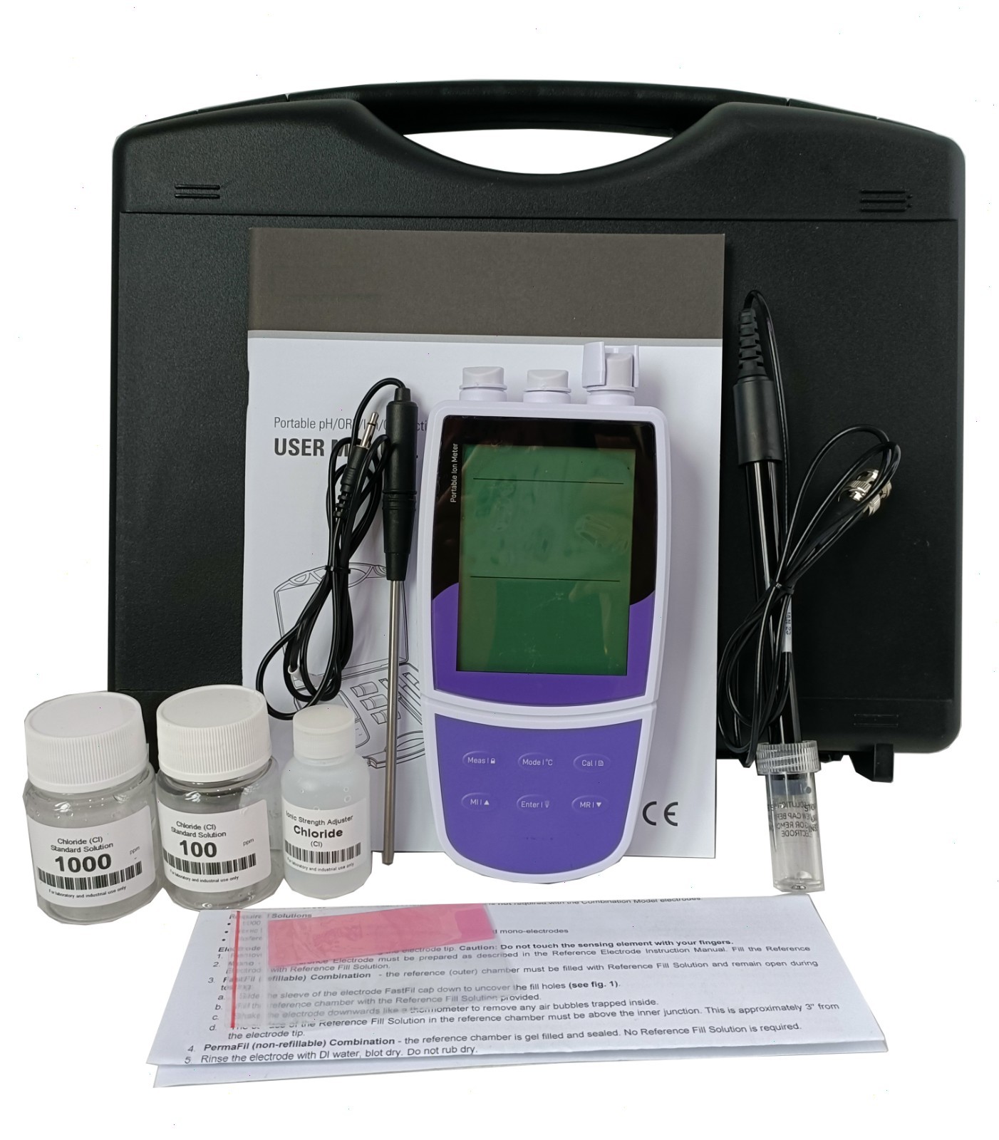 Chloride Ion Meter Analyzer with Standard Solutions 1-35000ppm Accuracy ±0.5% FS
