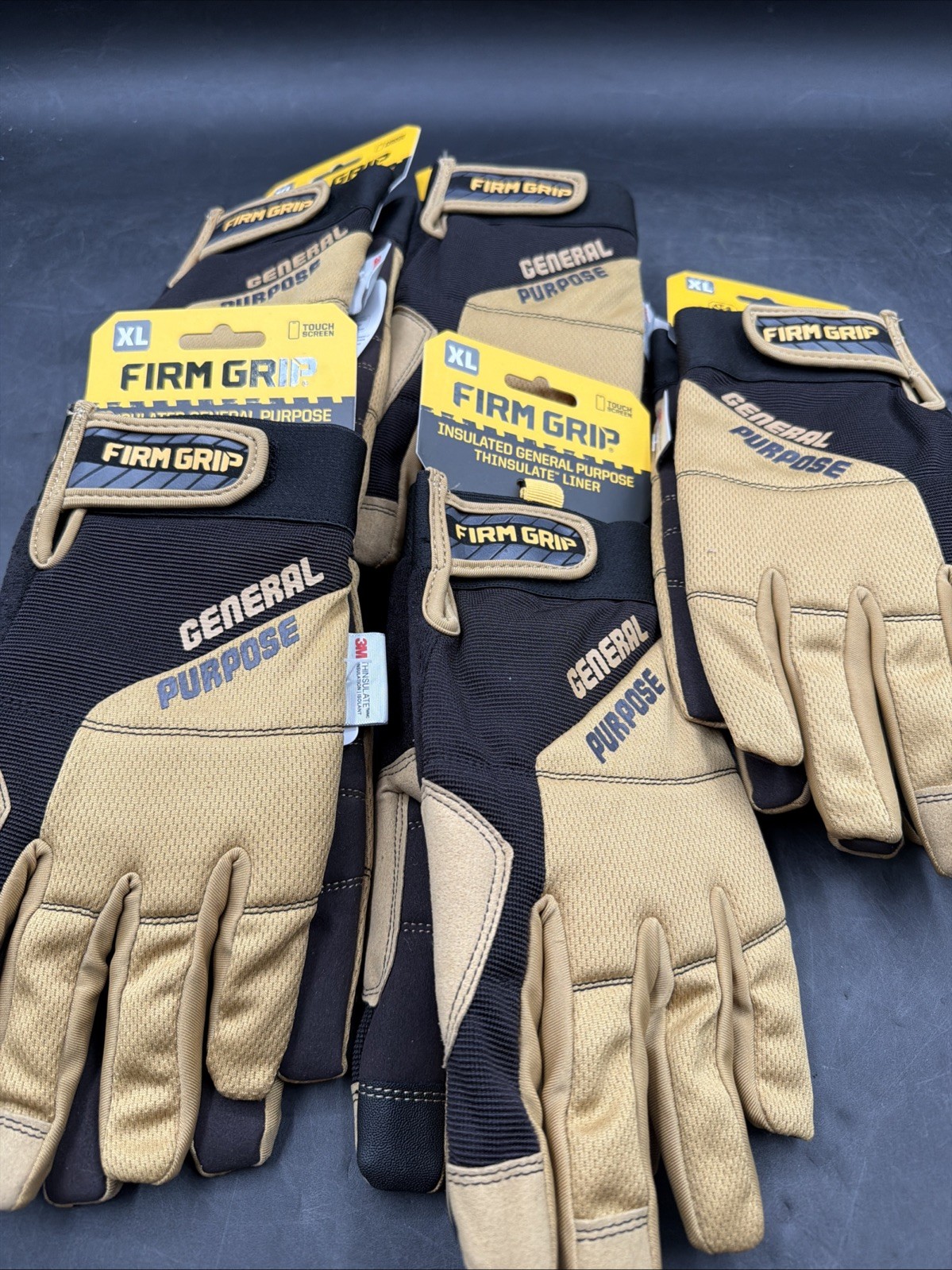 Firm Grip Winter Utility Insuated Tough Working Gloves X LARGE- SET OF 5