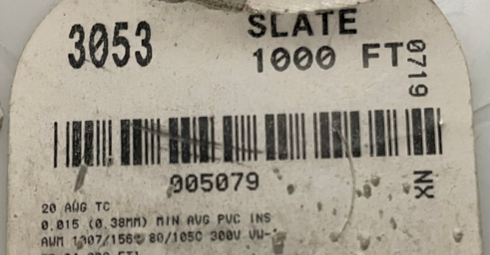 ALPHAWIRE SLATE 1000 FT 3053 / 20 AWG Stranded 20 AWG Cable Length: 1000ft.