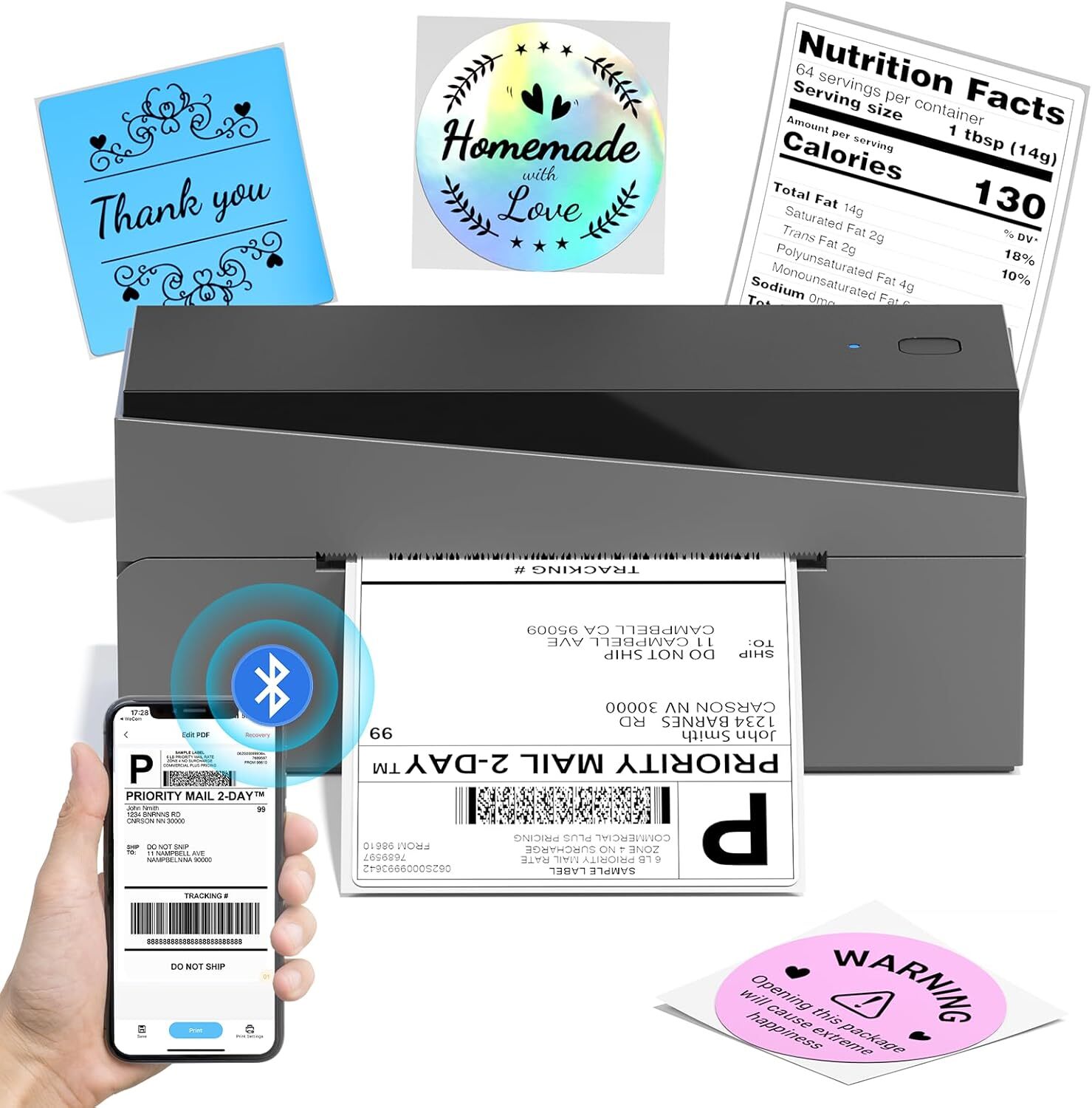 Phomemo PM-249BT Bluetooth Thermal Shipping Label Printer for USPS eBay Etsy