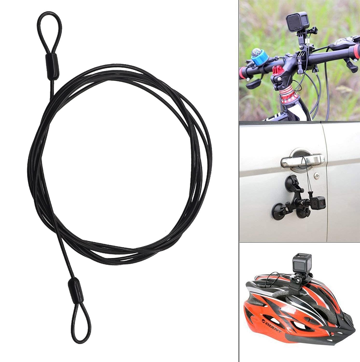 100CM/3.3ft 3mm Outdoor Travel Security Cable 3.3FT-2 Pack, Black