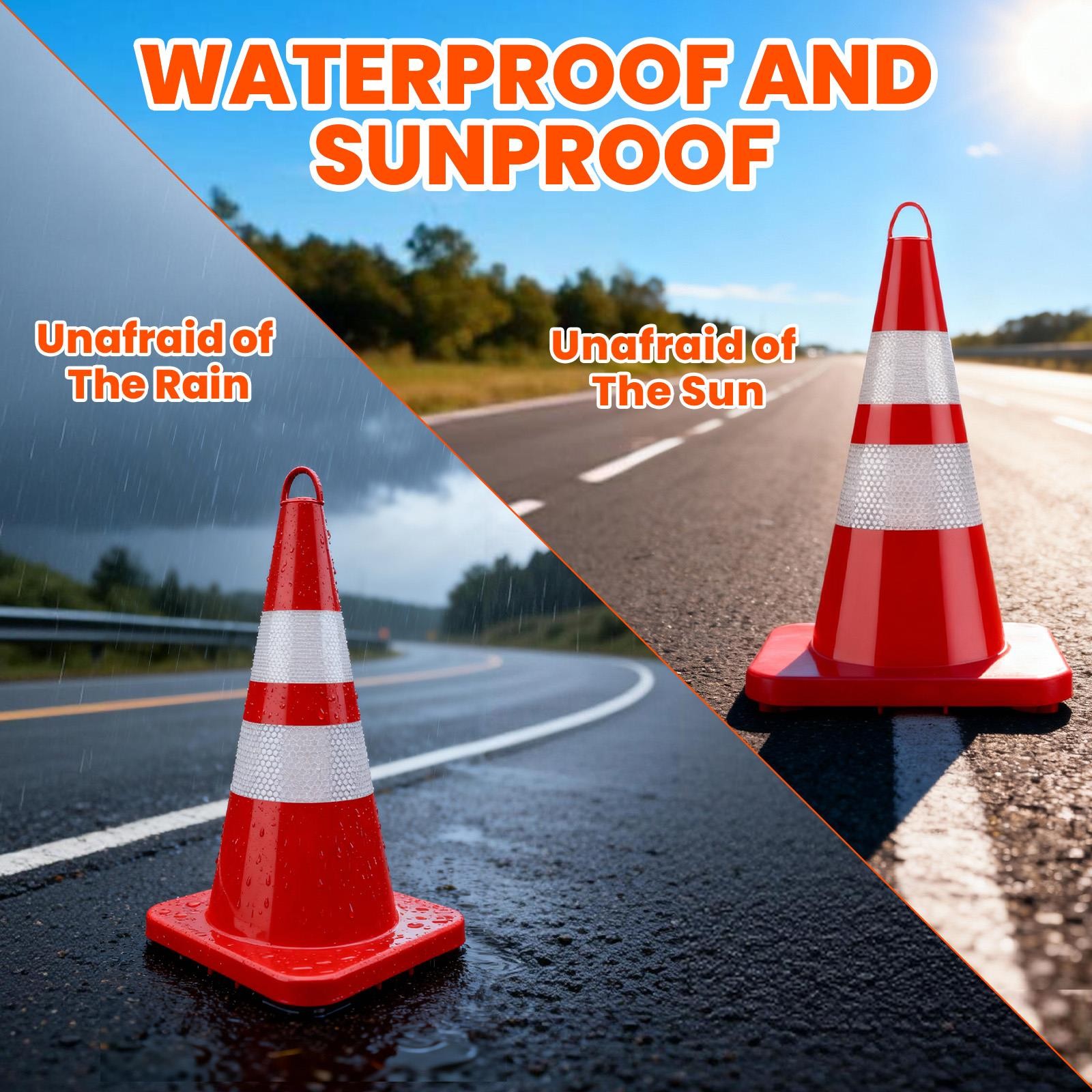 12PC 28″PVC Safety Cones with Reflective Strip Traffic Cones for Traffic Control