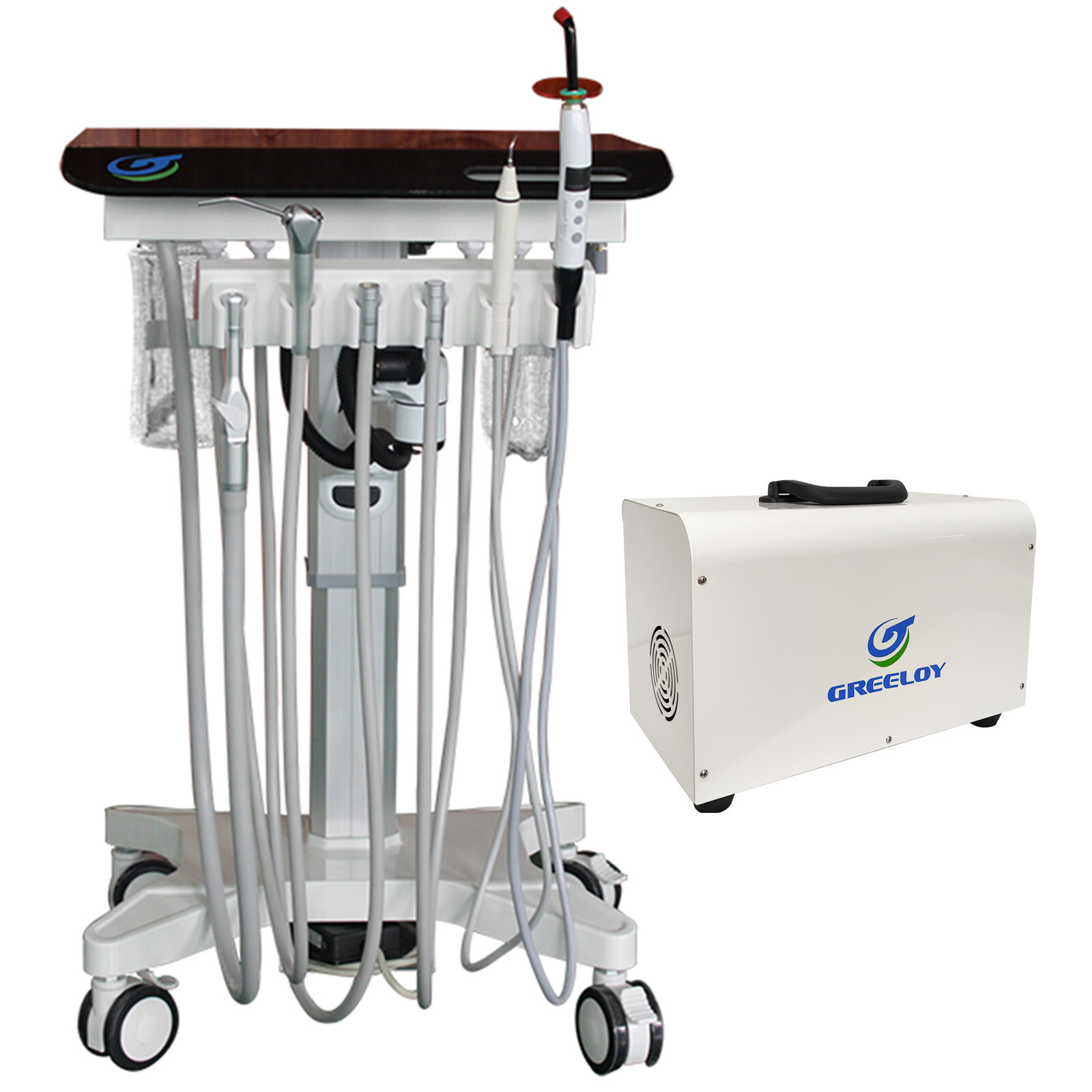 Mobile Dental Treatment Unit Delivery Cart GU-P302S with Portable Air Compressor