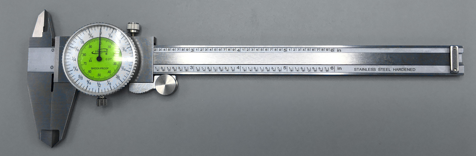 iGaging Fractional Dial Caliper 6″ Inside Outside Depth Gauge Read 0.01 or 1/64″