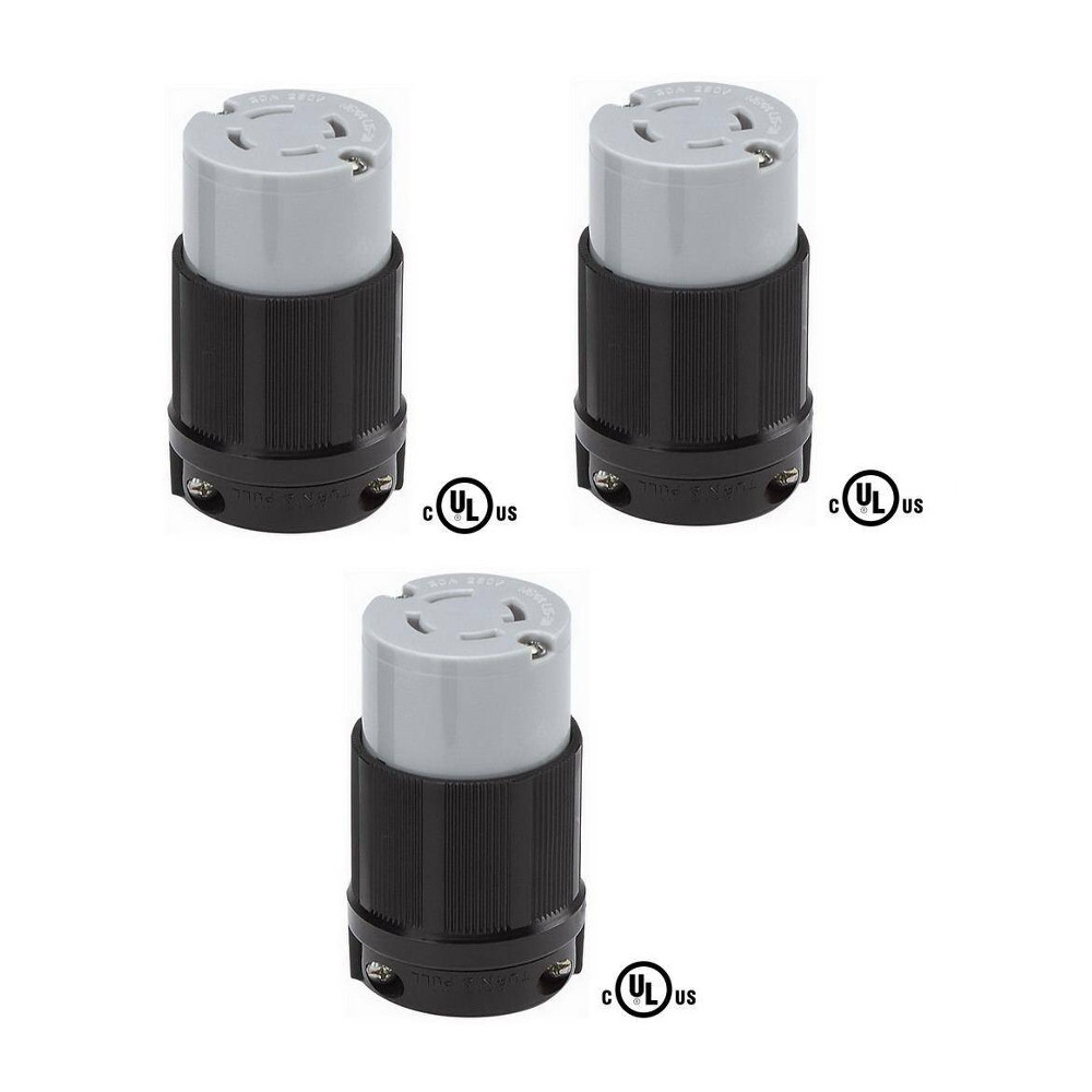 OCSParts L15-30R Locking Connector, Rated for 30A, 250V, cUL Listed (Pack of 3)