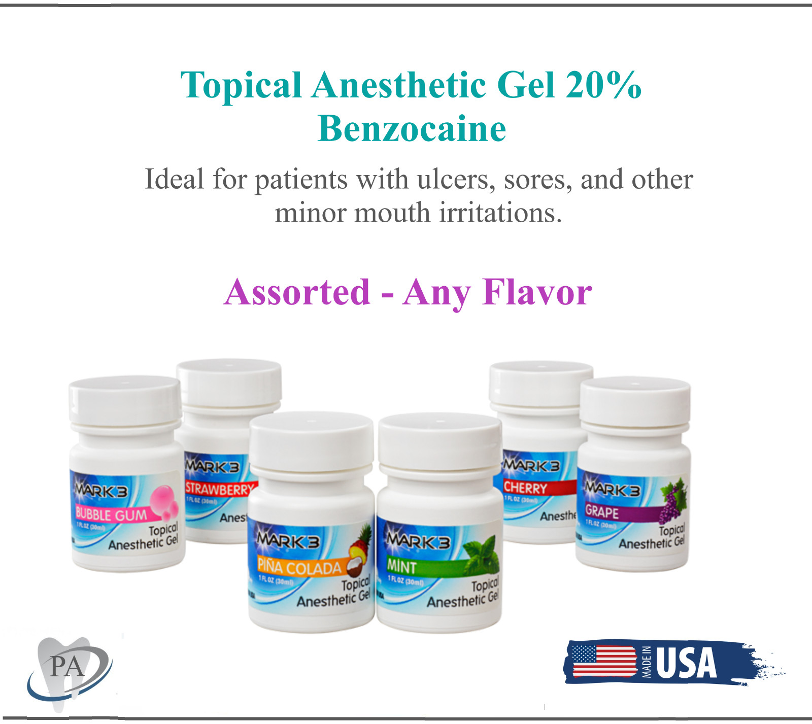Mark3 Dental Topical Anesthetic Gel 20% Benzocaine 1 oz Jar – Exp 09/2024