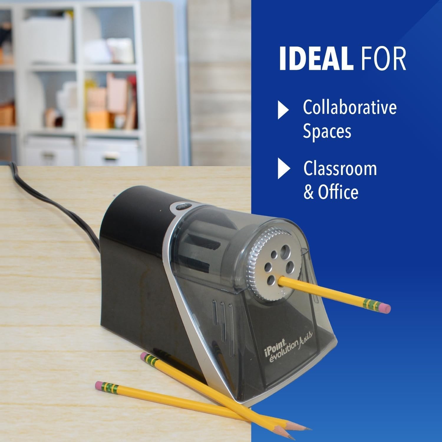 Professional Electric Pencil Sharpener with Auto Stop for Classrooms – 10-Blade