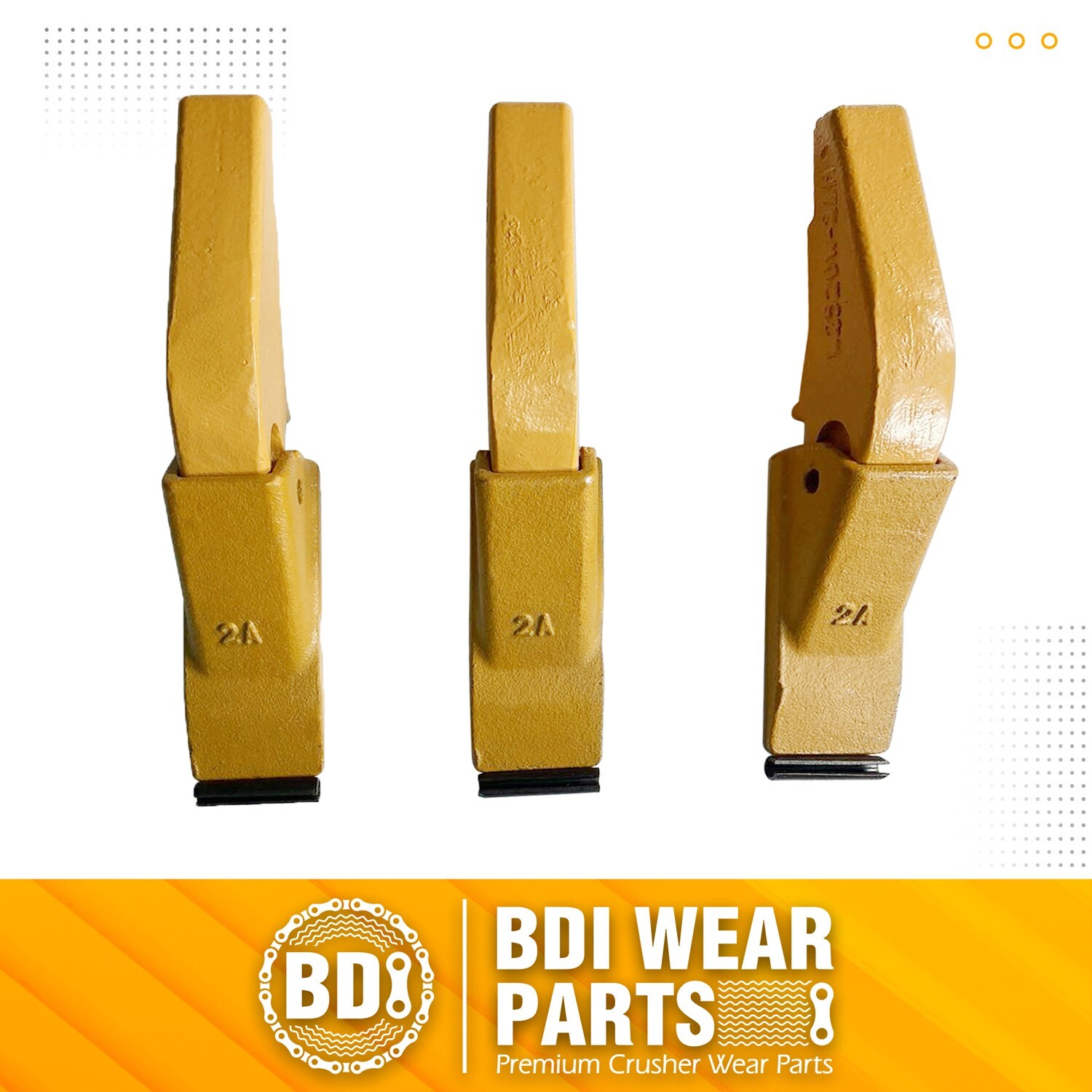 Weld-on Flush Mount L2520N-2AH Bucket Shanks 2A Bucket Teeth with Pins – 3 Set