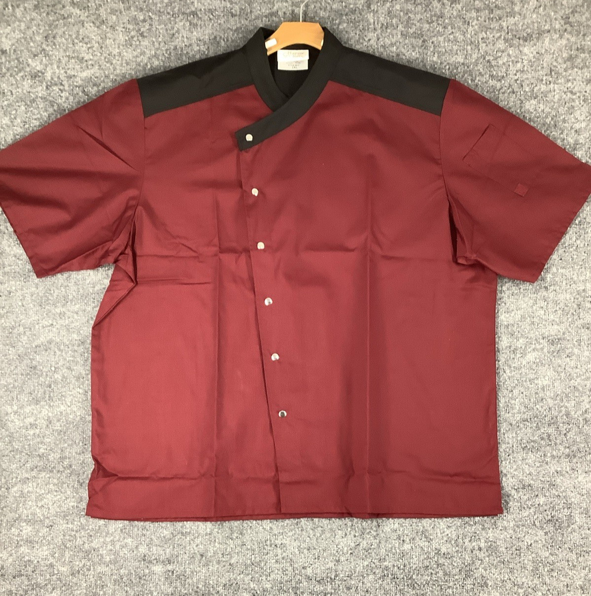 Happy Chef Professional Coat Men’s 2XLBurgundy / Black Short sleeve Snap