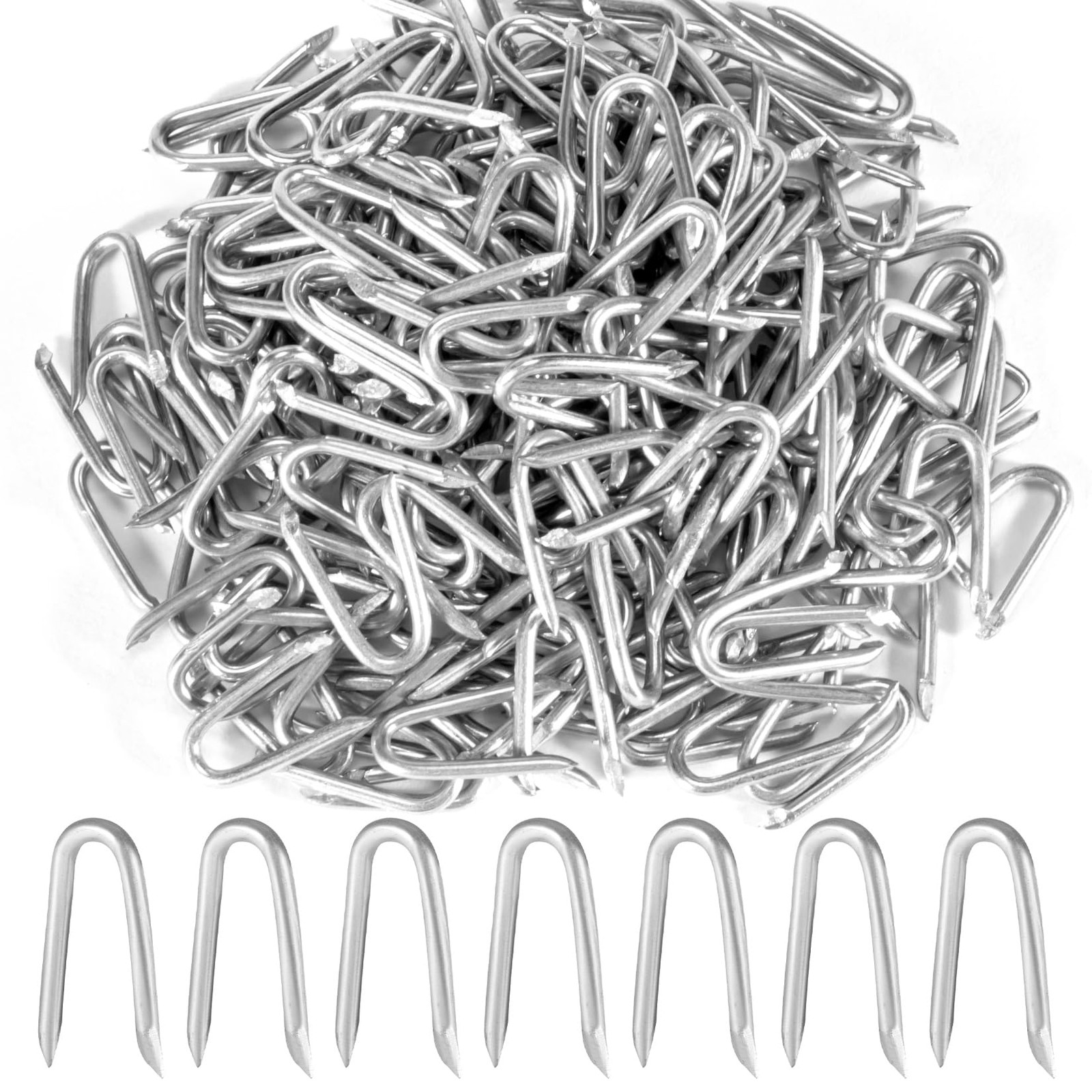 210 Pcs Galvanized Steel U Nails Wire Staples Wire Fasteners for Barbed Wires