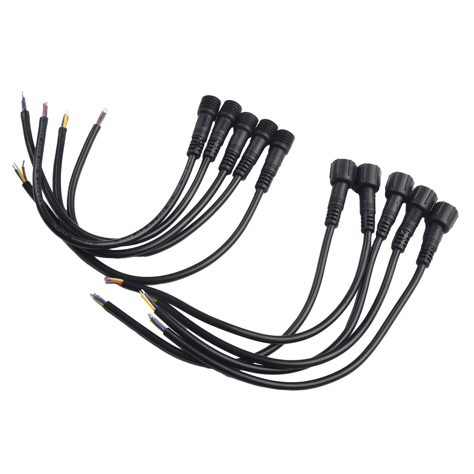 5 Pairs IP65 Waterproof 2/3-Pin 22AWG Wire LED Male and Female Cable Connector