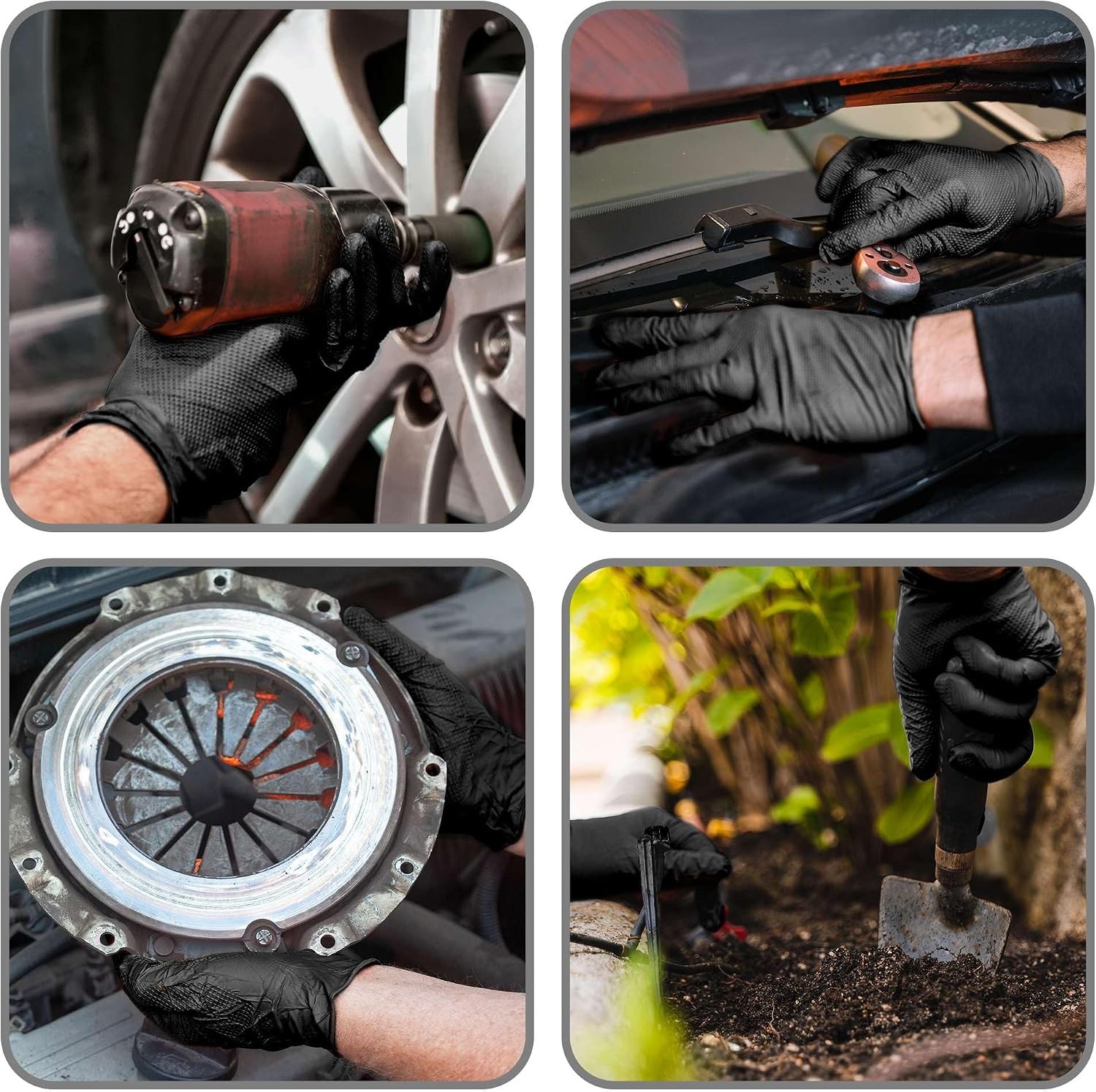 Black 8 Mil Nitrile Gloves X Large 50 Pack – Heavy Duty Mechanic Gloves, with
