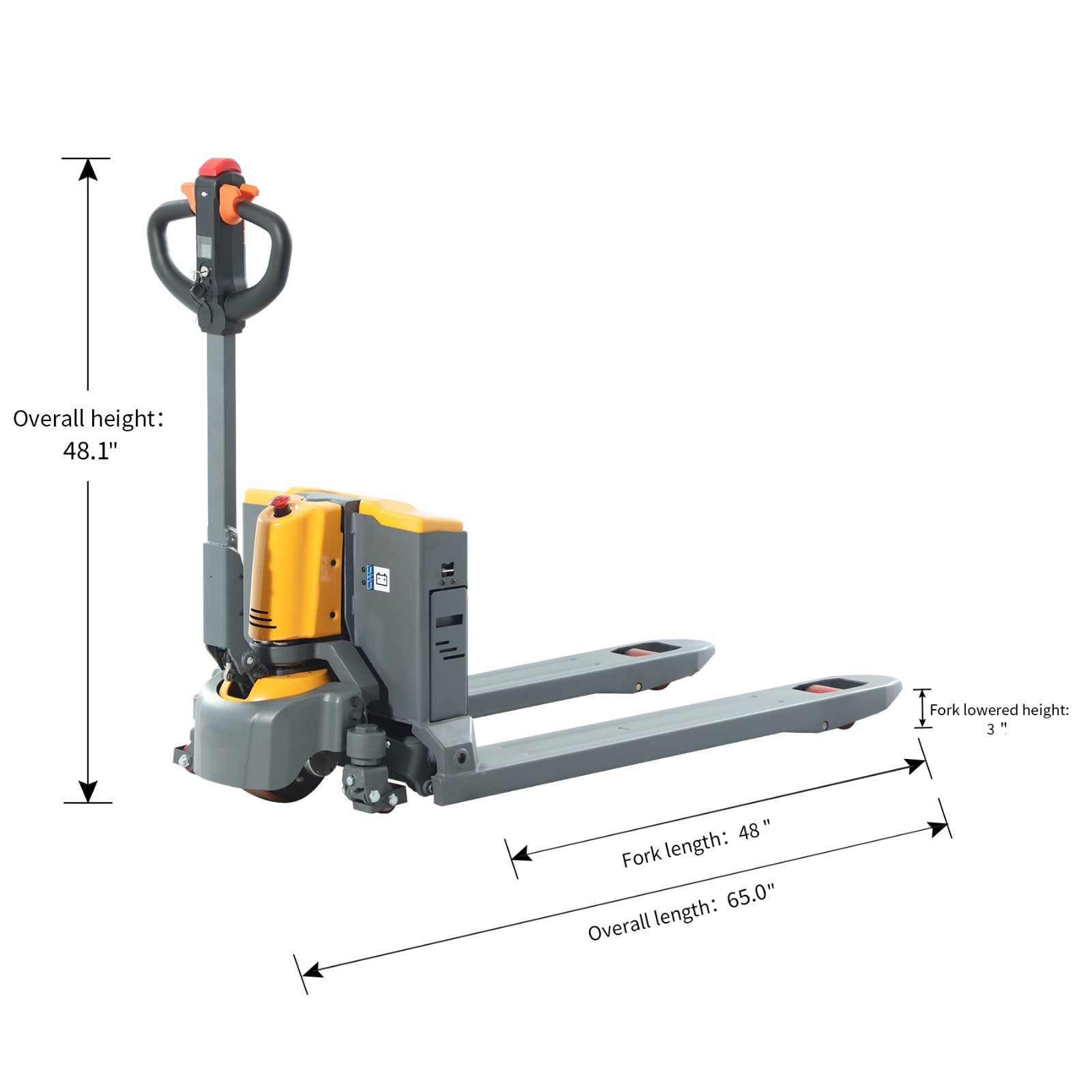 APOLLOLIFT Used 4400lb Full Electric Lithium-ion Pallet Truck Jack 48″X27″ Fork