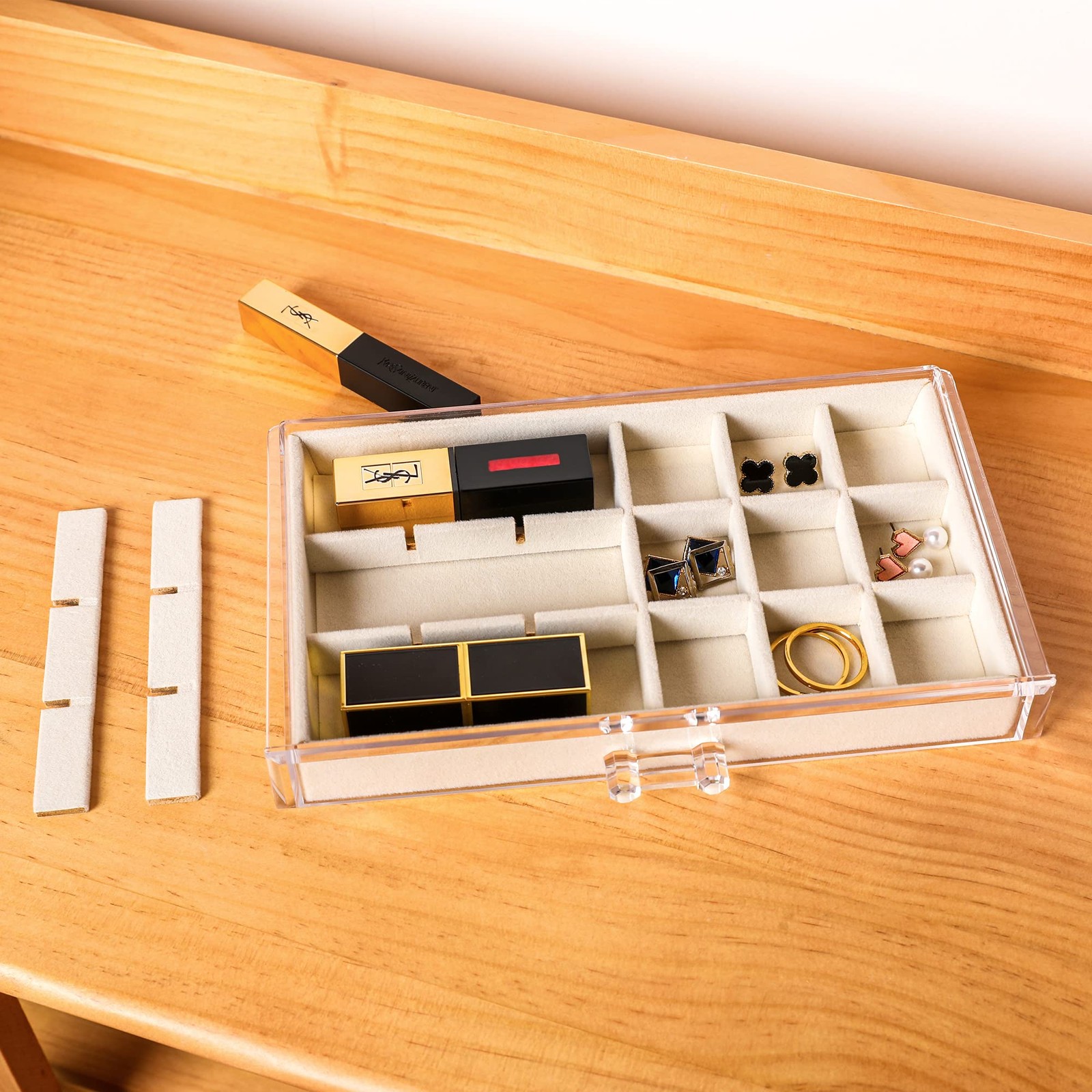 Frebeauty Acrylic Jewelry Organizer Earring Organizer Box with 5 Drawers Earring