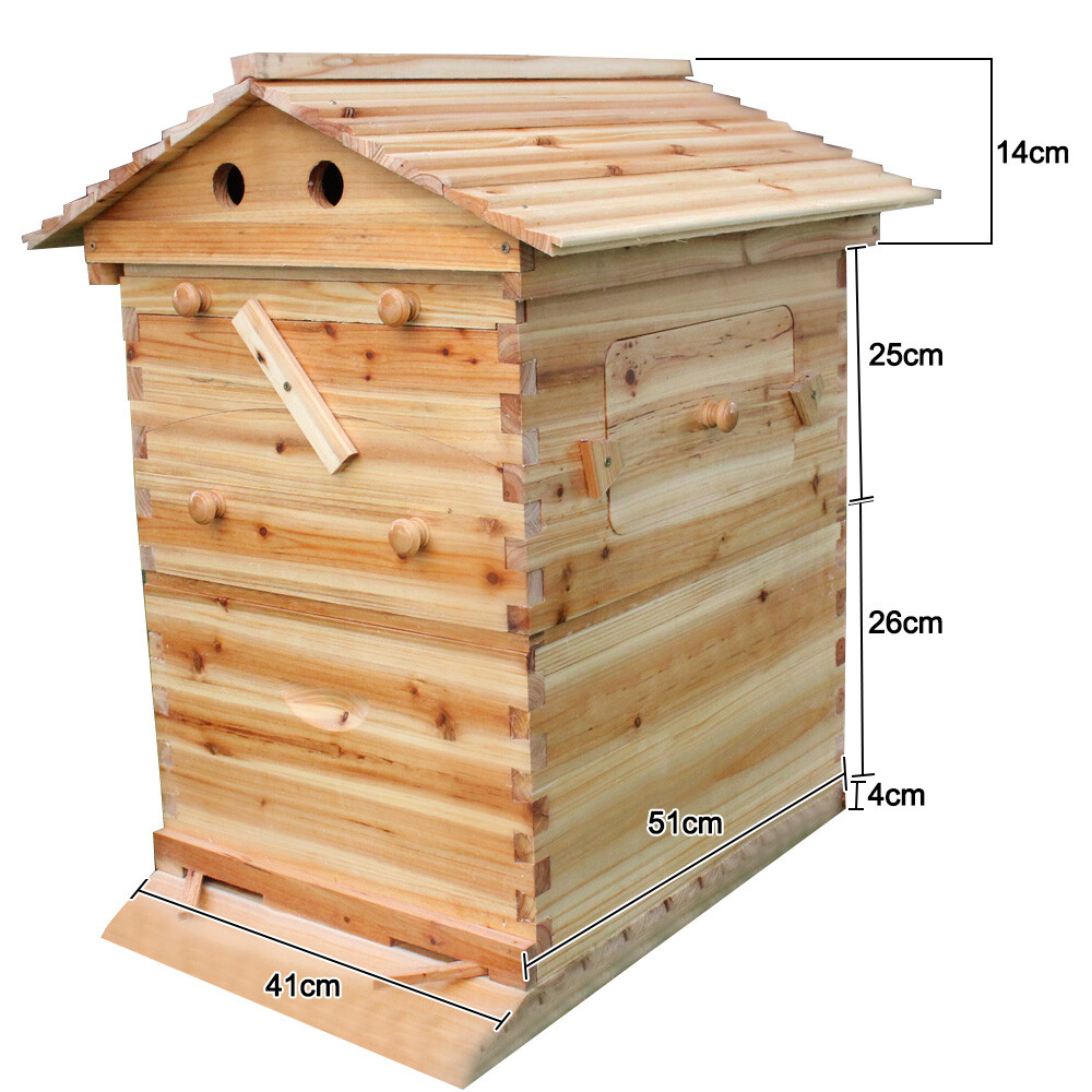 Auto Bee Hives Beekeeping Box Comb Honey House +7 Beekeeping Frames + Hive Stand