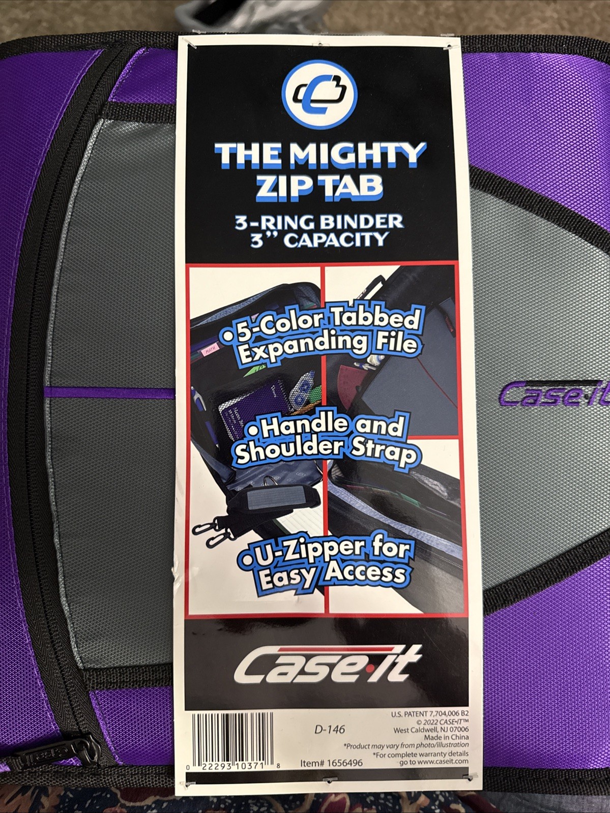 Case-It The Mighty Zip Tab 3 Ring Zipper Binder File Blue/Gray