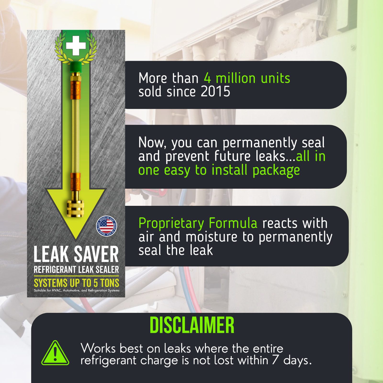 Leak Saver Direct Inject Refrigerant Leak Sealer for HVAC and Automotive Systems