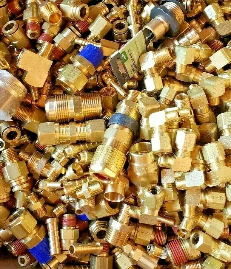 100 BRASS HYDRAULIC AIR , PNEUMATIC, Plumbing FITTINGS LOT OF 1/4 5/16 3/8 1/2