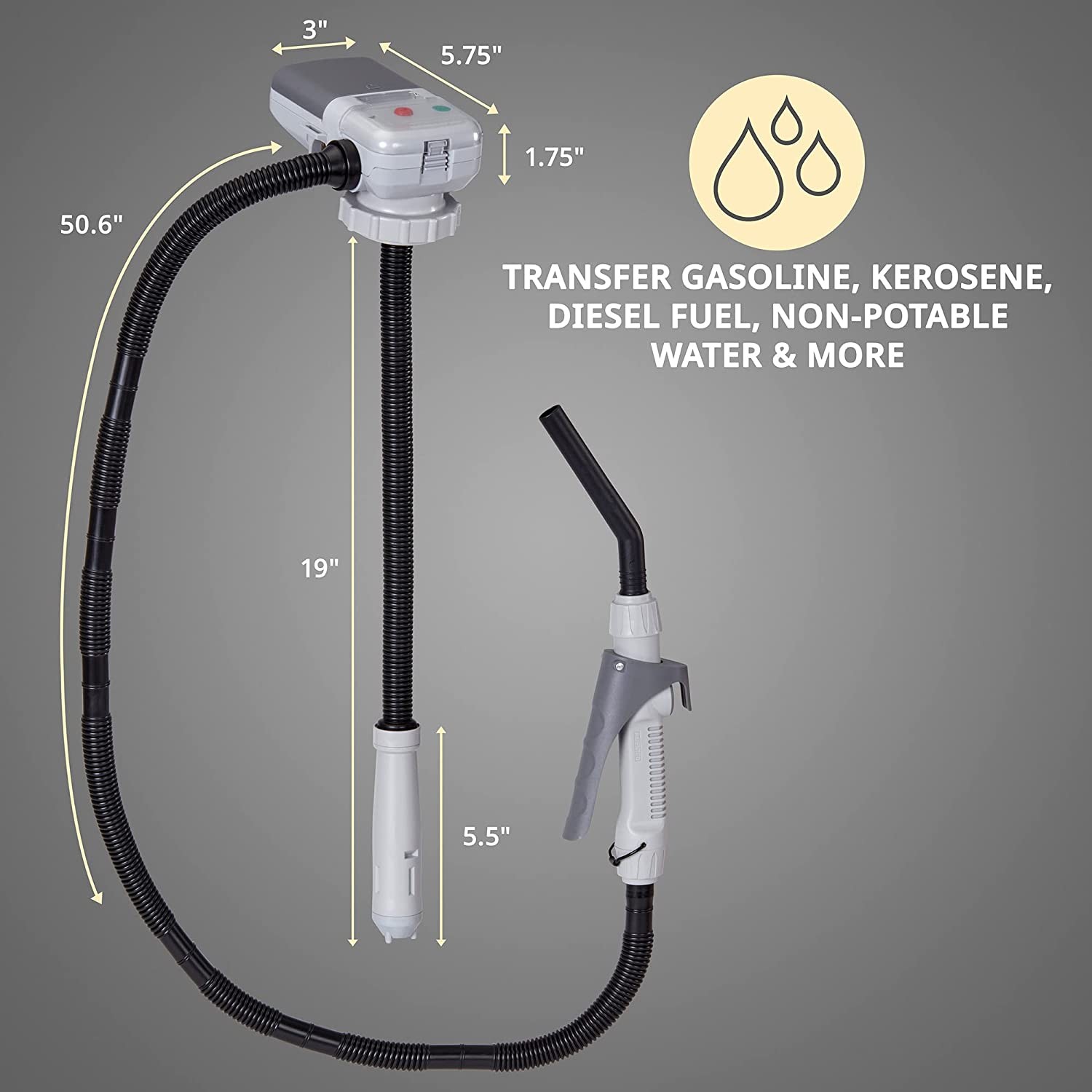 Deway Automatic Fuel Transfer Pump with Nozzle for Quick Flow Control & Stop