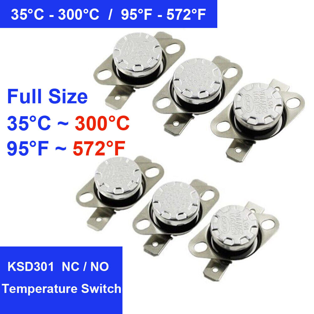 KSD301 Temperature Switch Control Sensor Thermal Thermostat 35-300°C / 95°-572°F