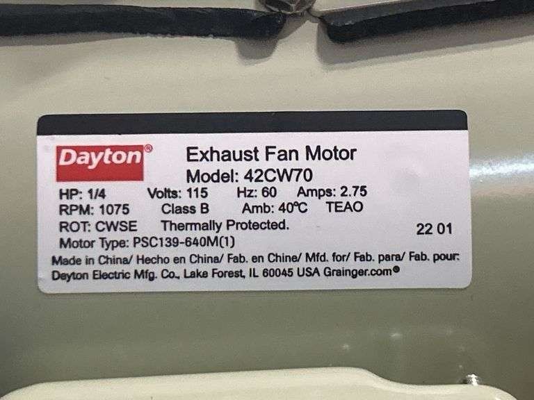New! DAYTON Corrosion Resistant Direct Drive Motor: 1/4 HP, 1,075 Nameplate RPM