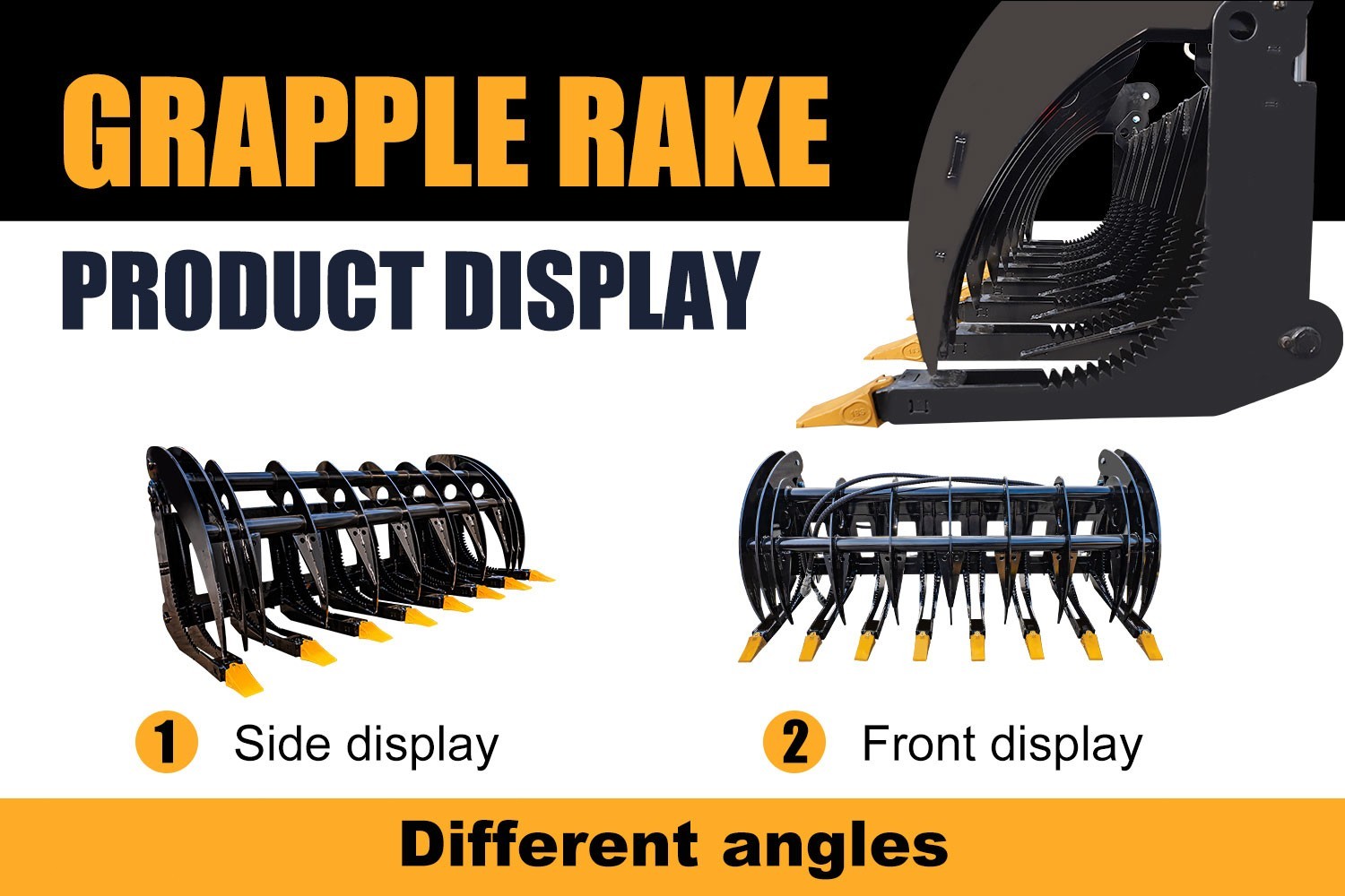 72″ Brush Root Rake Grapple Attachment For Bobcat Skid Steer