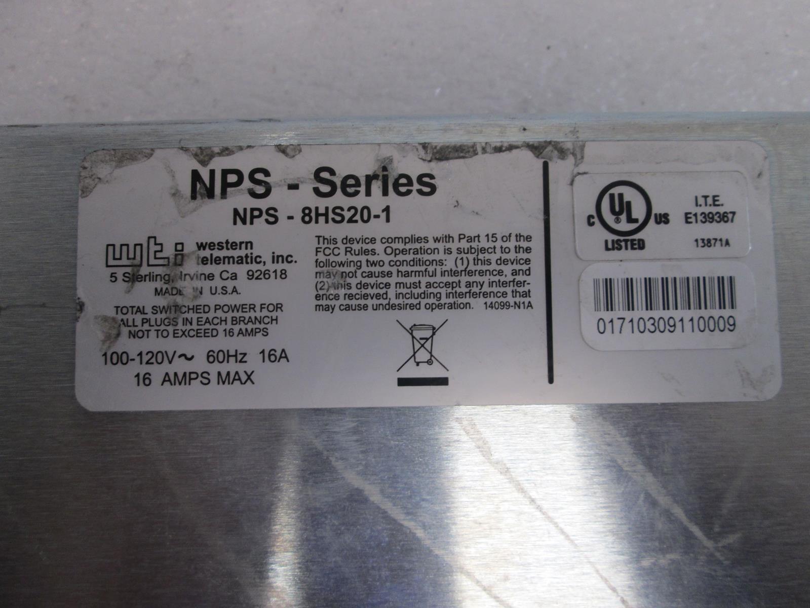 WTI NPS-8HS20-1 NETWORK POWER SWITCH NPS-8 RESET TO FACTORY DEFAULT