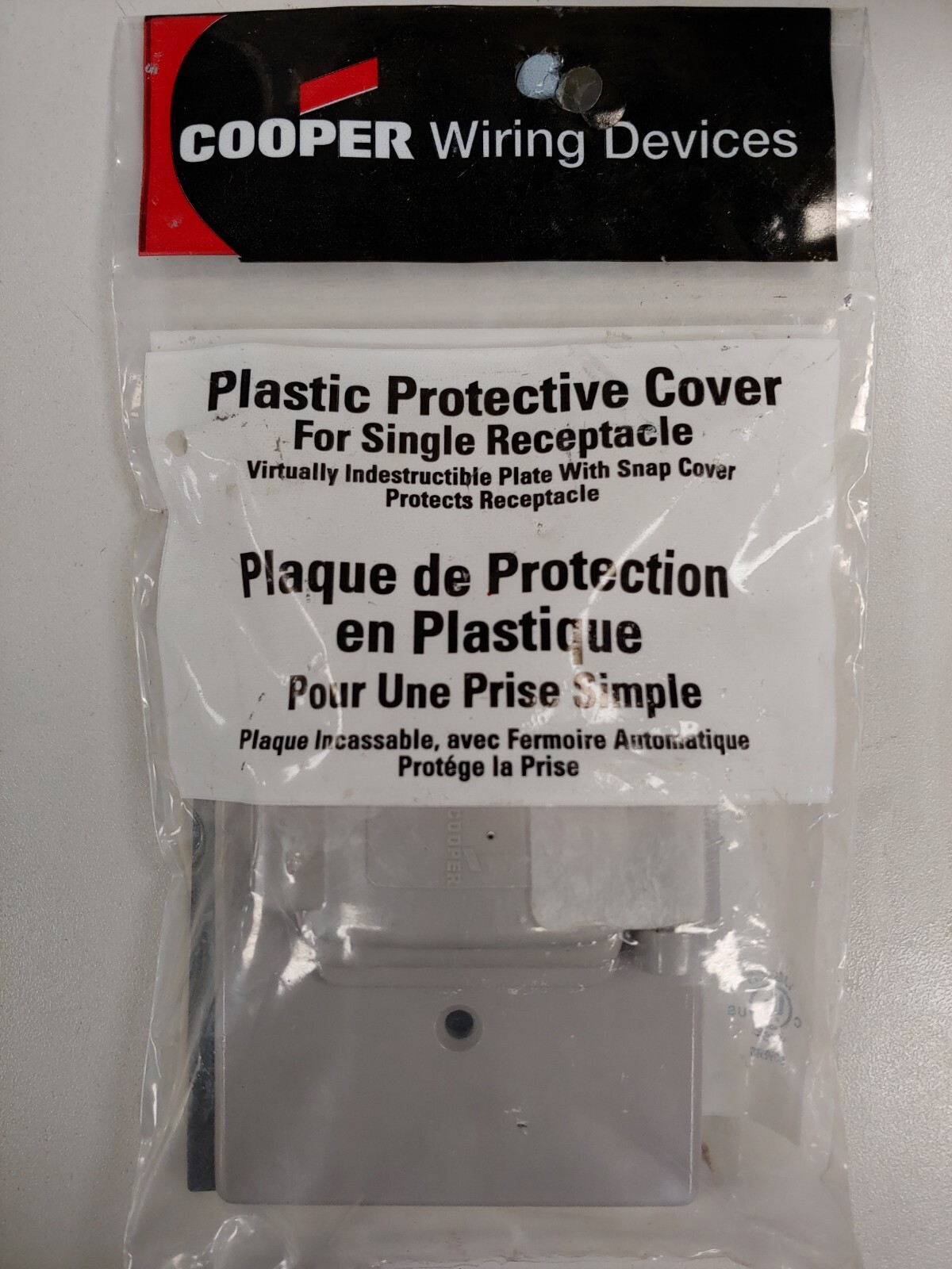 1 Pc. One Gang Weatherproof Single Receptacle COVER – Gray – Cooper #S1961 -NEW