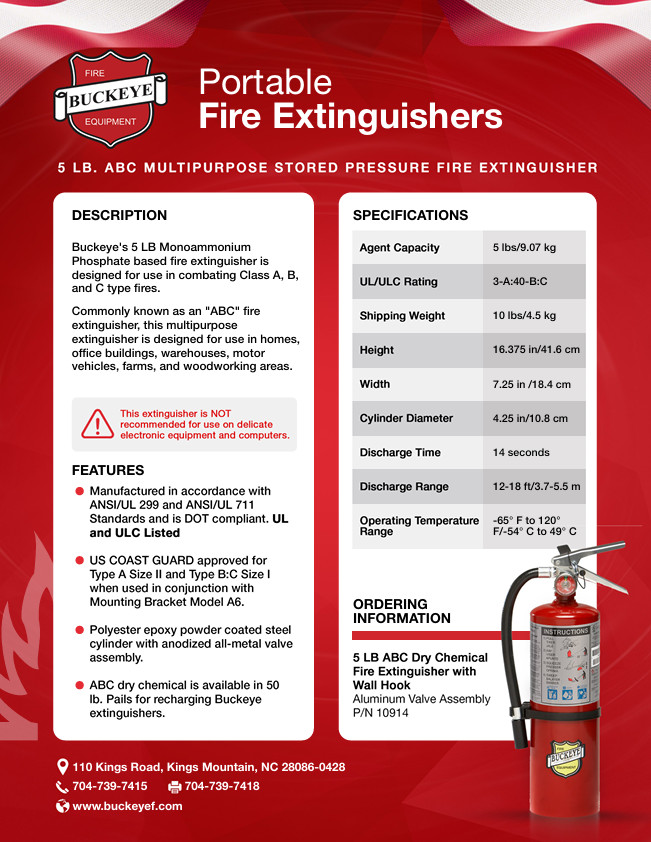 NEW 5LB Buckeye – ABC Dry Chemical Fire Extinguisher with cert tags (4 pack)