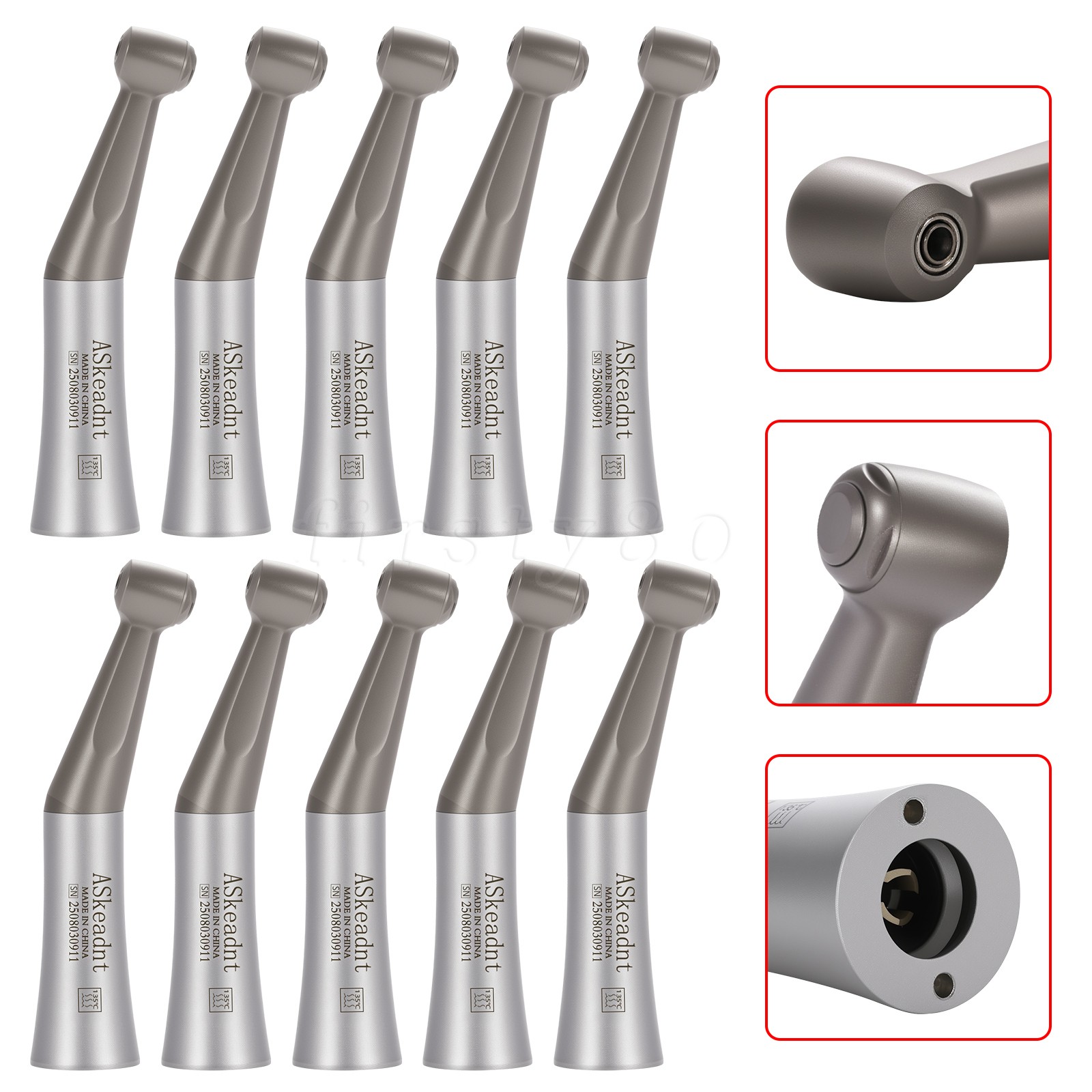 ASkeadnt Dental 1:1 Direct Drive Slow Speed Contra Angle Handpiece Push Button