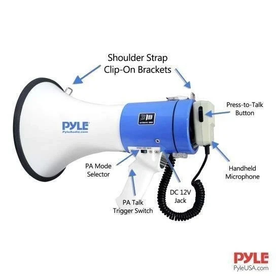 Pyle PMP50 Portable Megaphone Speaker Built-in Siren Adjustable Volume Control