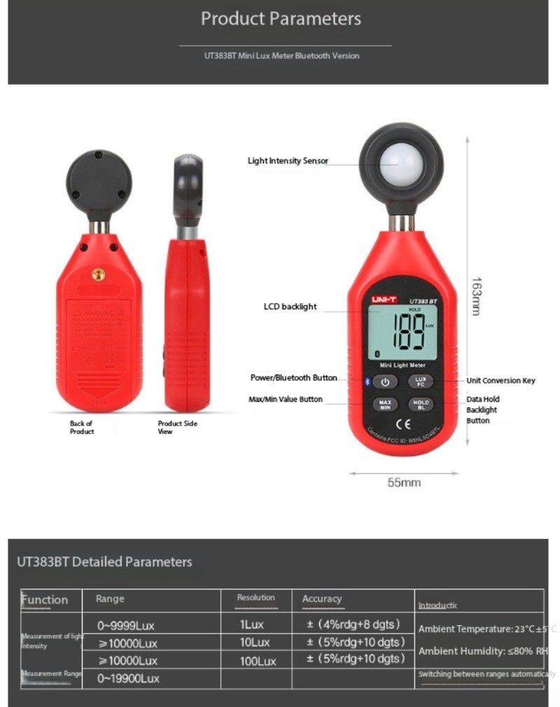 Mini Lux Meter, Digital Lux Meter, Brightness Photometer, Sound Level Meter