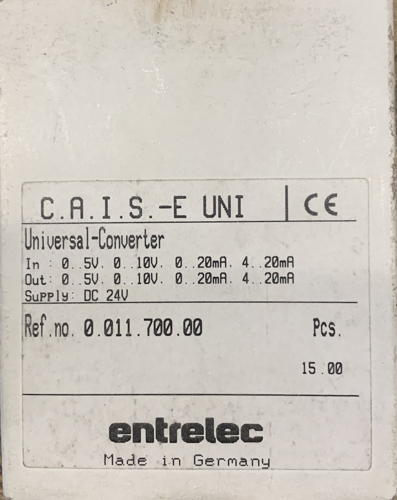 ENTRELEC UNIVERSAL SIGNAL CONVERTER 0.011.700.00 – NIB