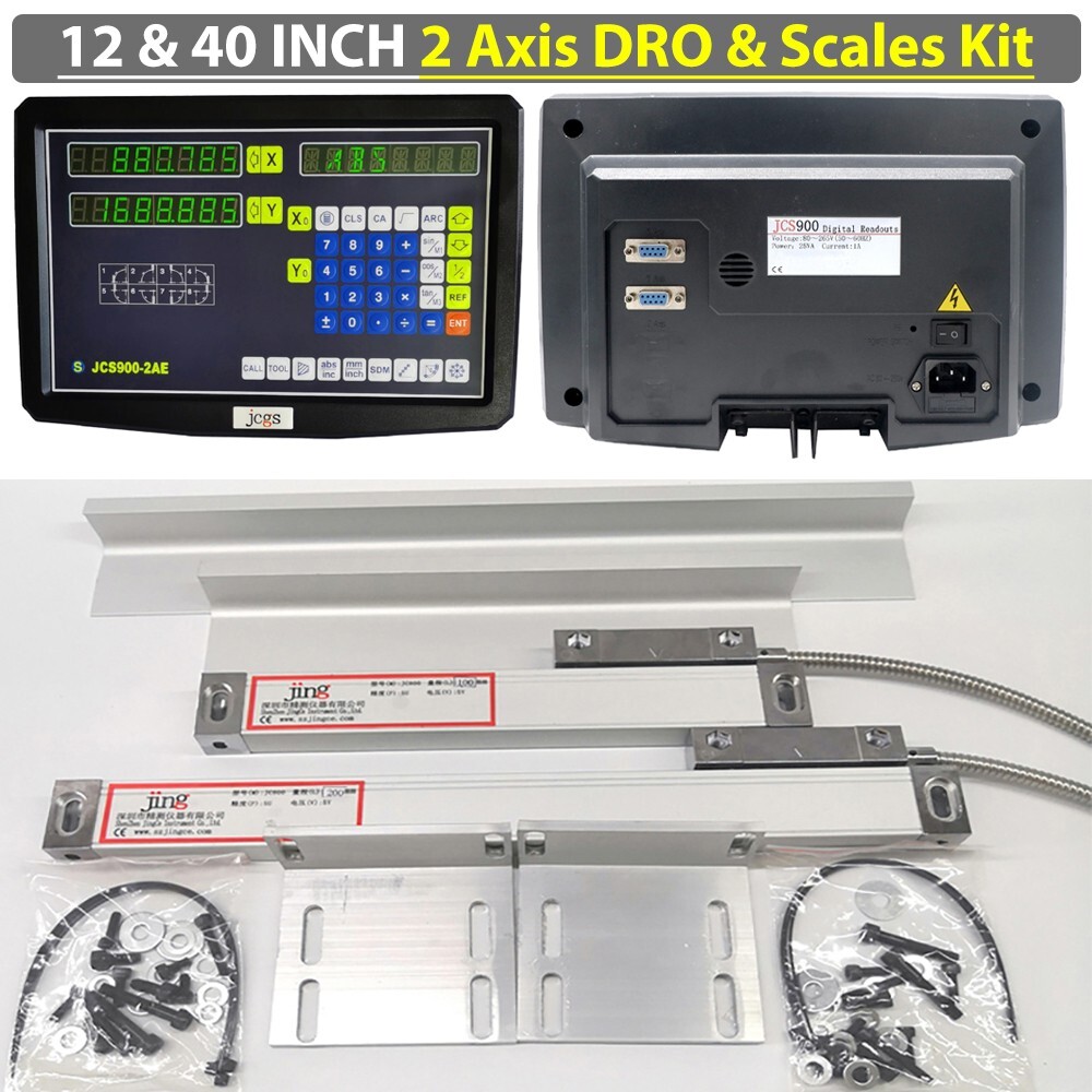 12″&40″ TTL Linear Scales 2Axis Digital Readout Kit DRO Display Bridgeport Mill