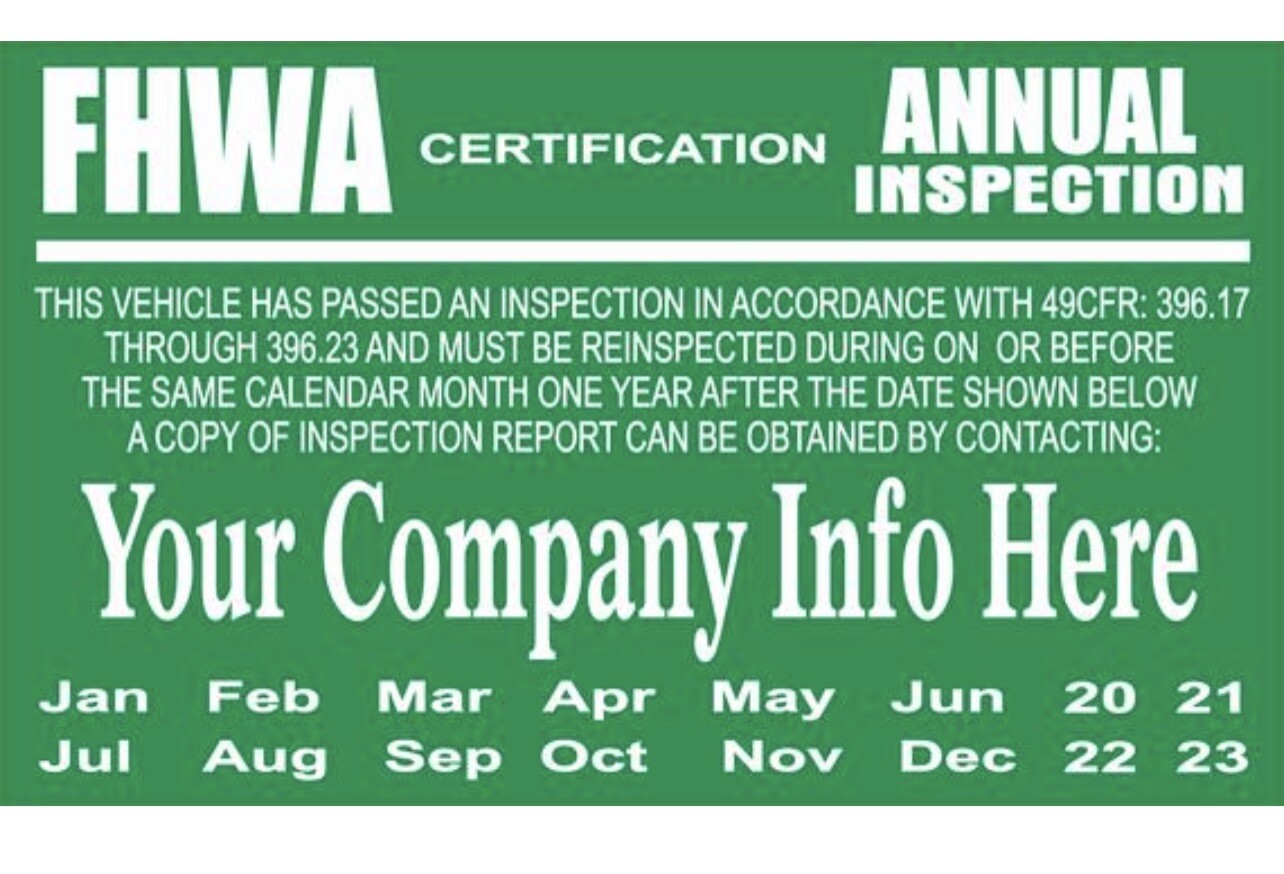 FHWA DOT Annual Inspections Labels Set Of 50 Decals 5” Wide X 3” High