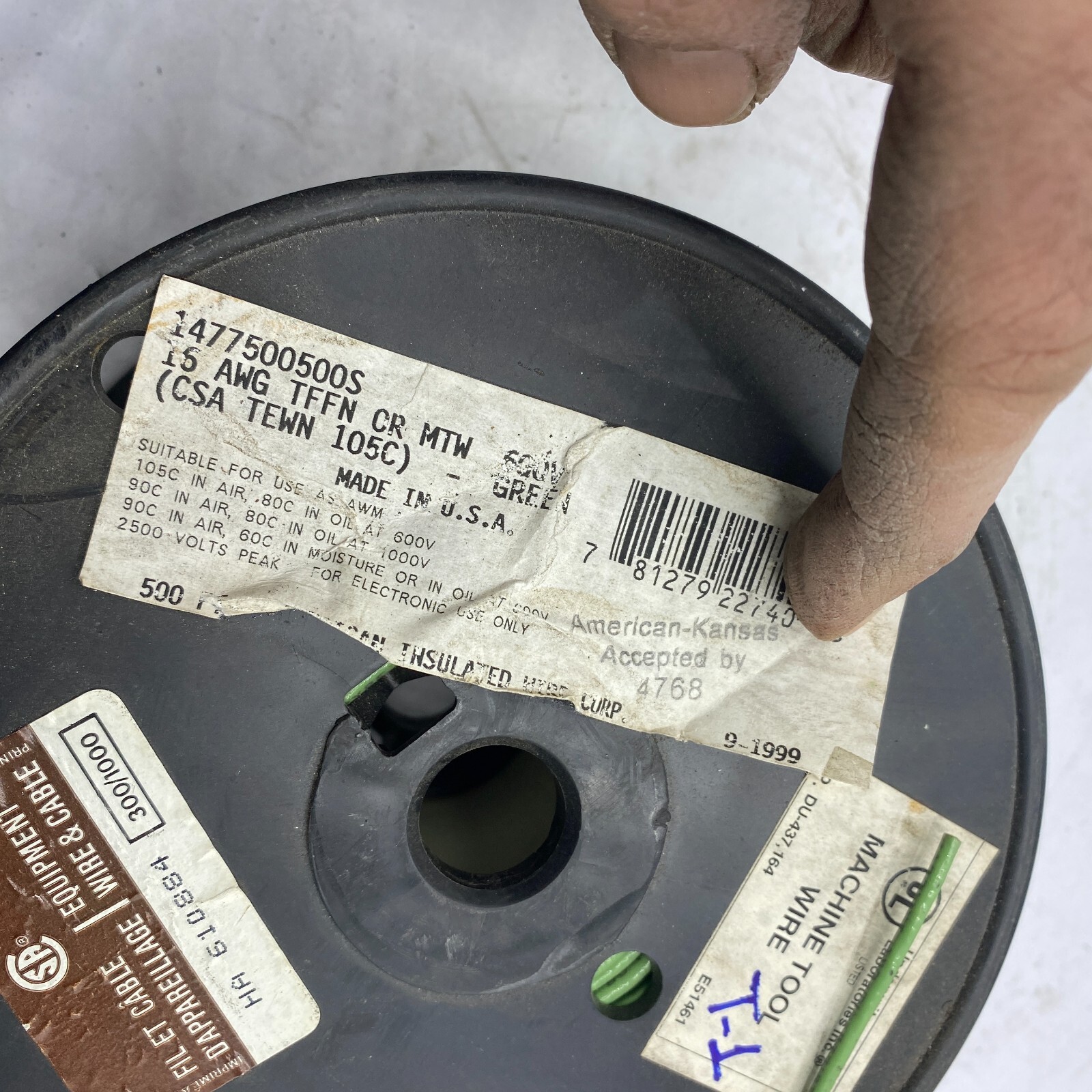 MACHINE TOOL WIRE 16 AWG TFFN OR MTW 600V GREEN 5.6LB 400 FT MADE IN USA 🎯