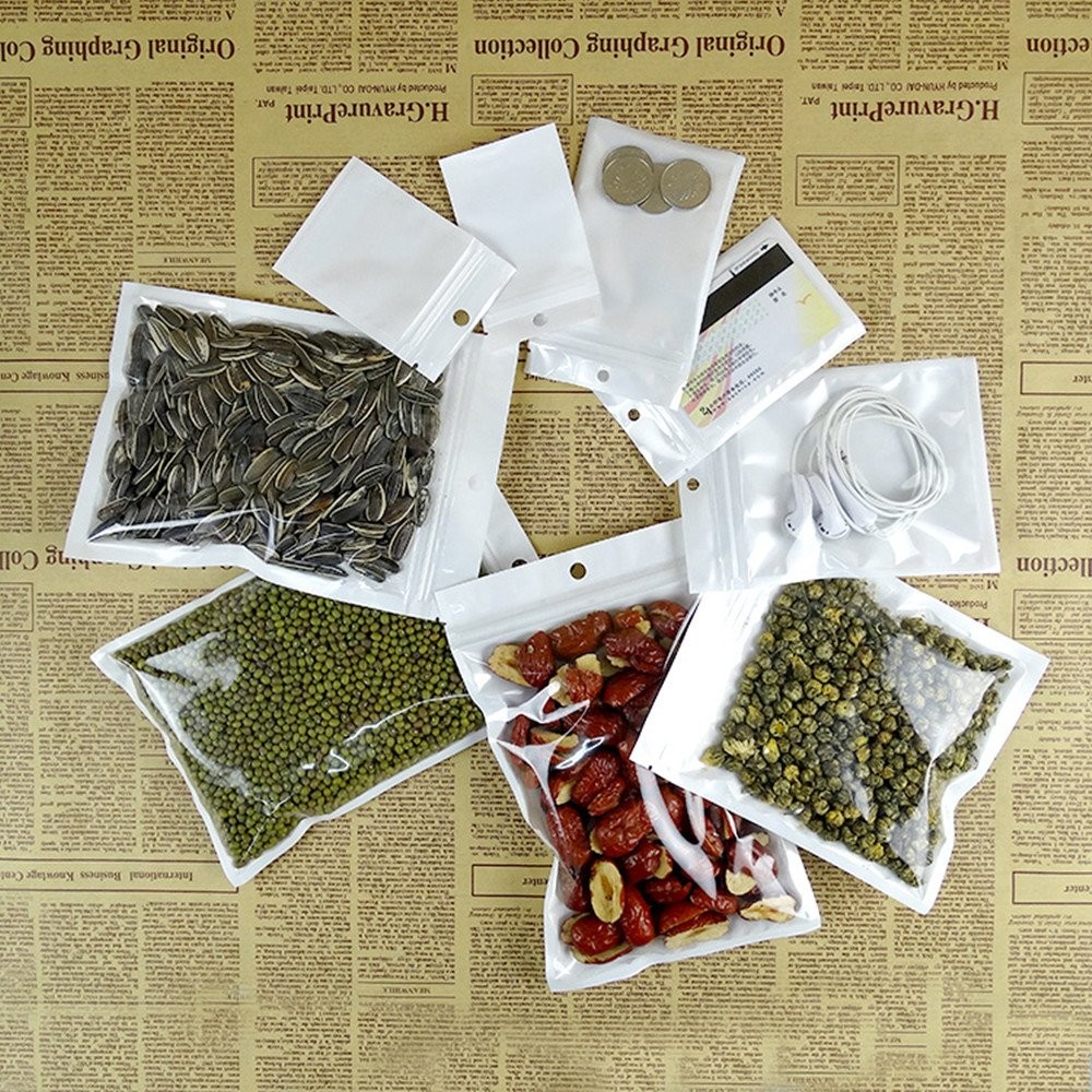 100 PCS Clear Self Seal Reclosable Zipper Lock Bags 3.9×4.7 Inch Hanging
