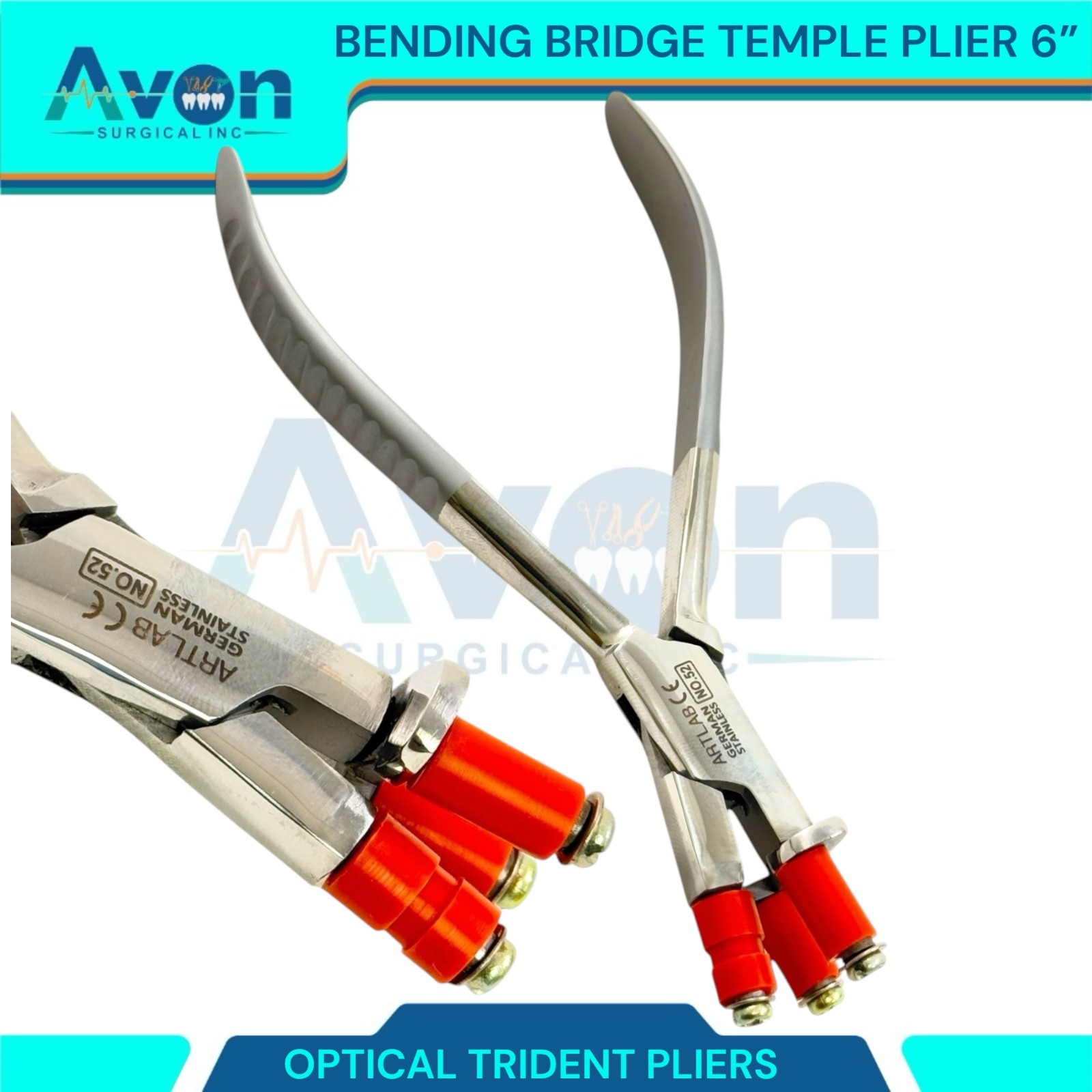 Non-Marring 3-Prong Optical Pliers 6″ – for Bending Frames, Temple, Bridge – 1pc