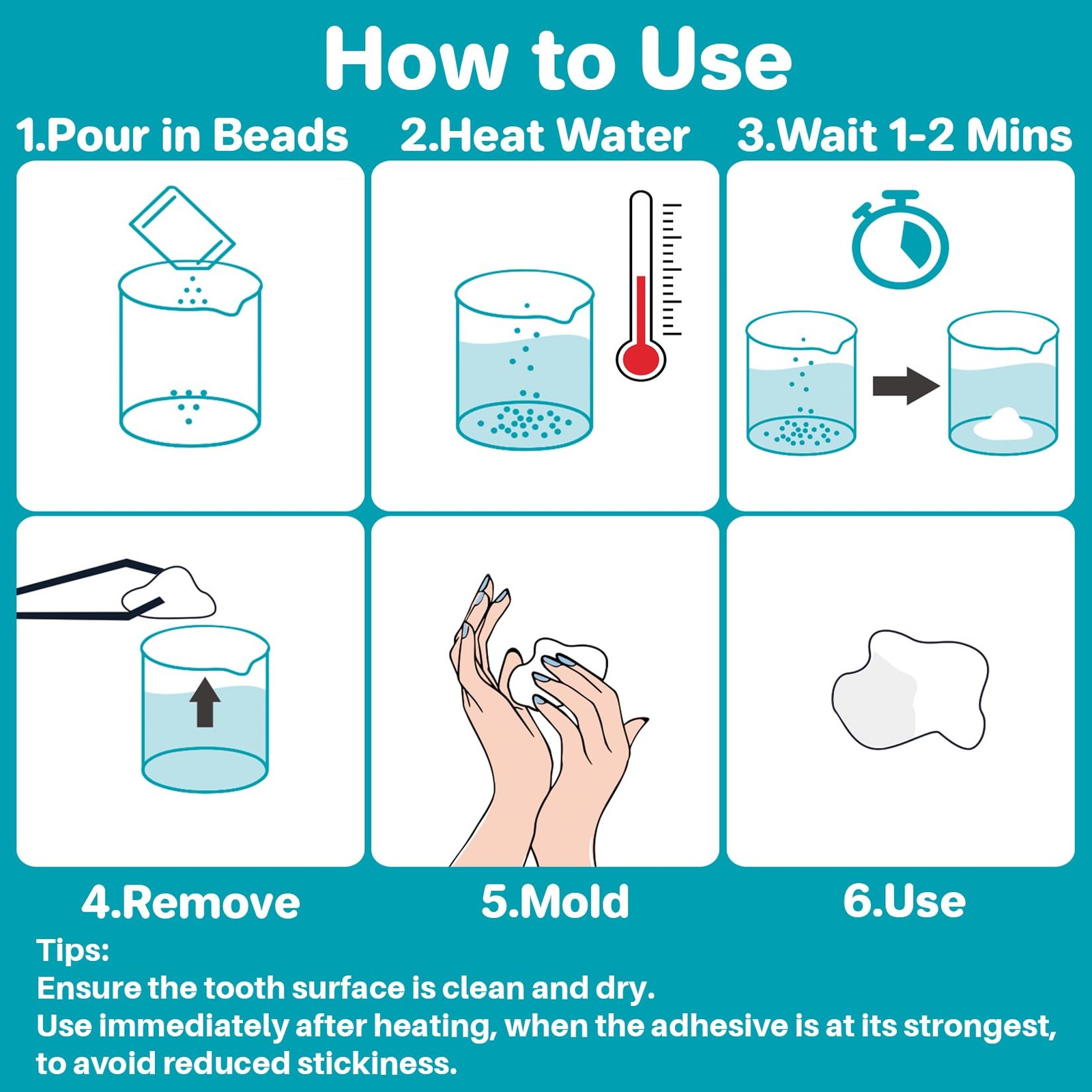 Moldable False Teeth Beads – DIY Tooth Repair Kit for Chipped or Cracked Teeth