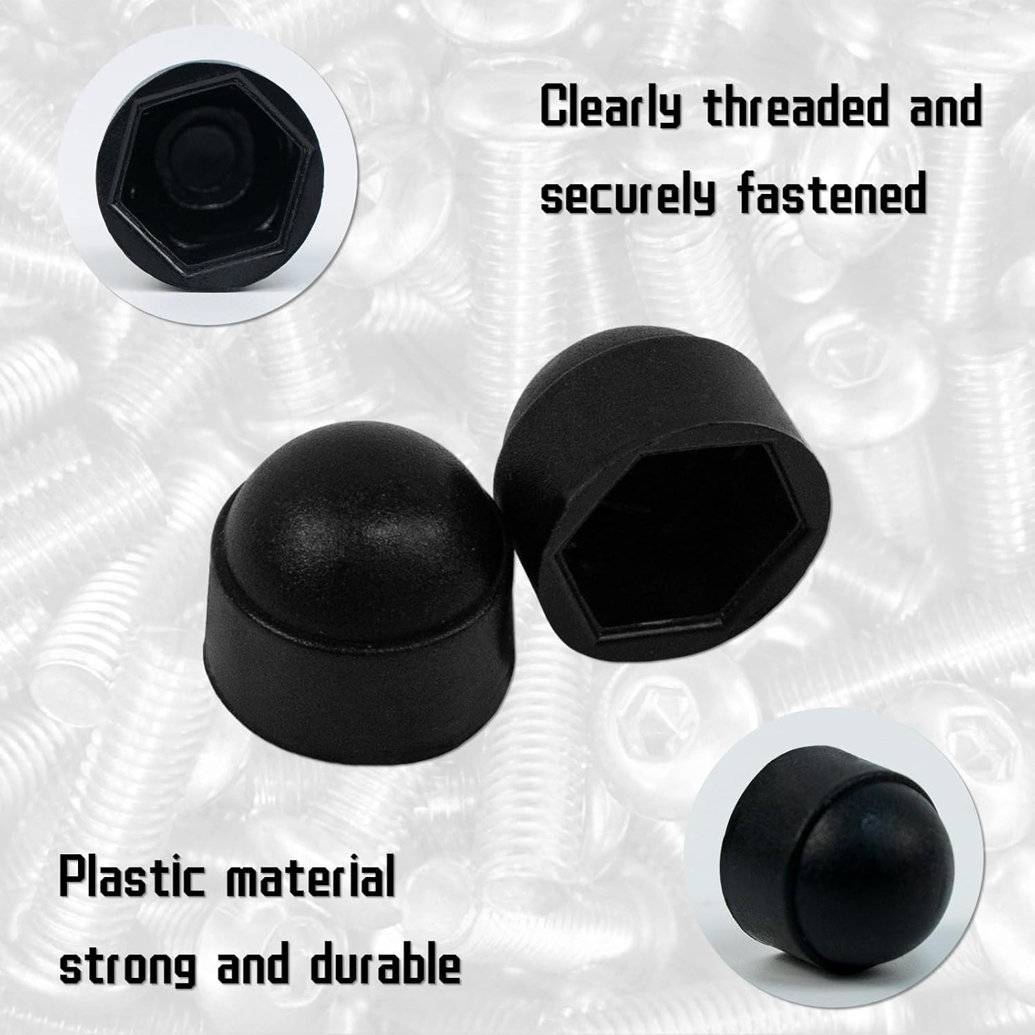 50 Pcs Screws Bolt Covers Caps, Black Hex Nut Protective Caps Cover, M8×14mm …