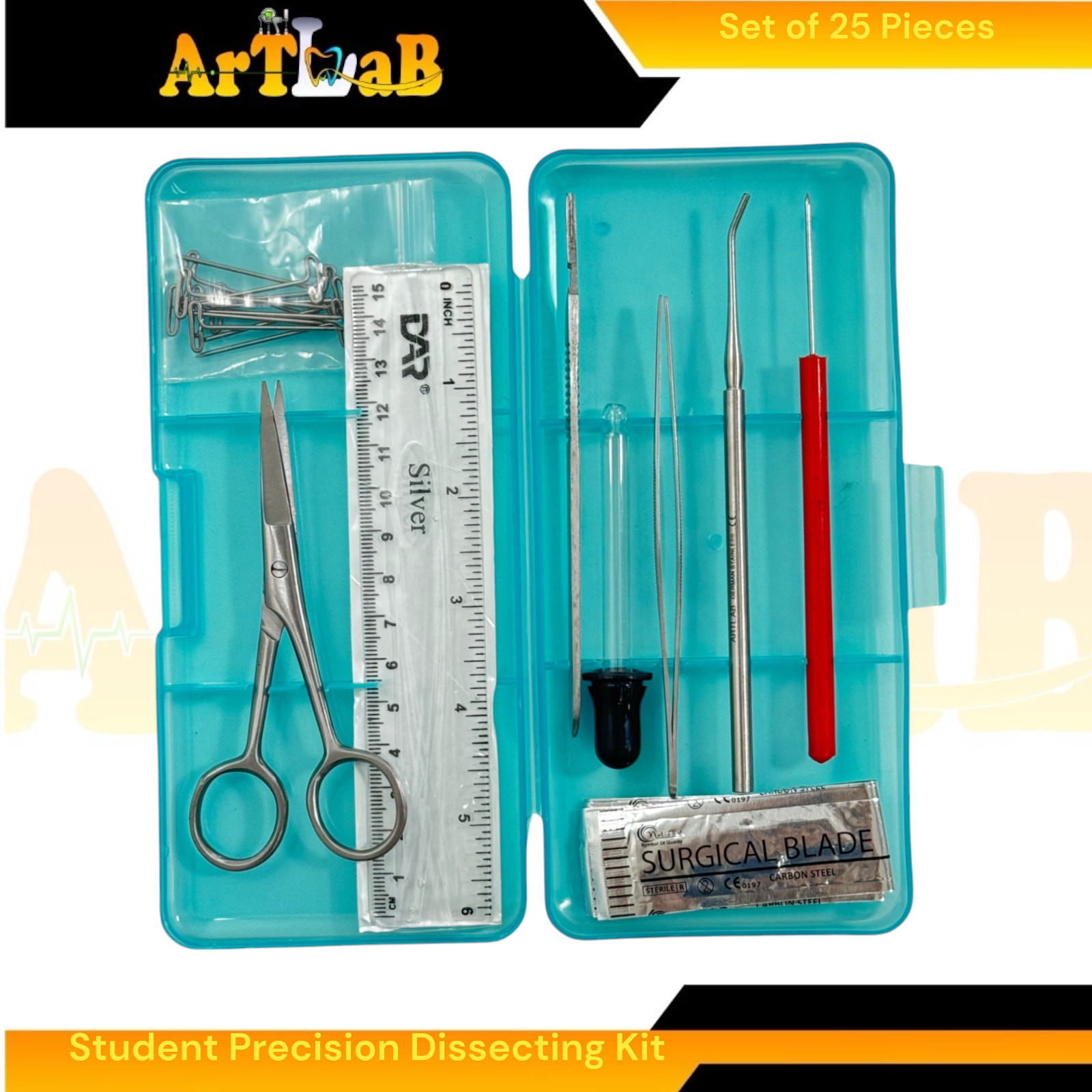 25pcs Dissecting Kit for Laboratory Dissections, Student Kit, with Essentials